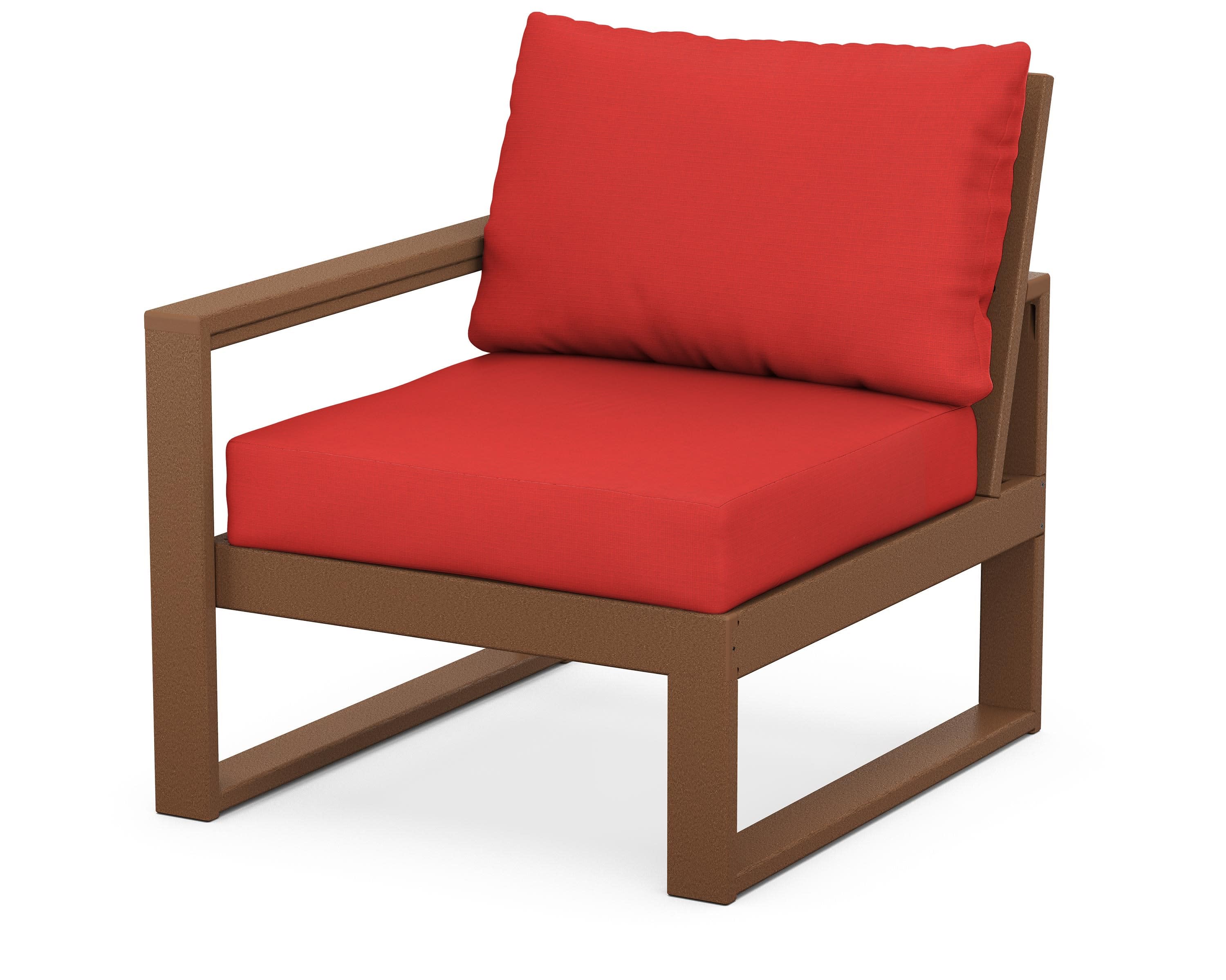 EDGE Modular Left Arm Chair in Teak / Crimson Linen
