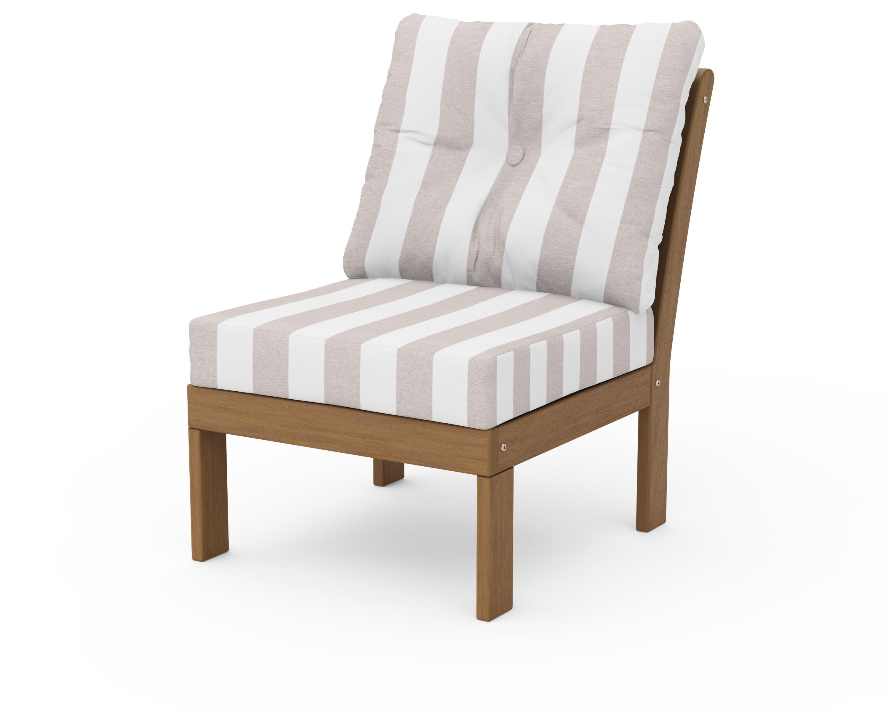 Vineyard Modular Armless Chair in Natural / Cabana Stripe Dune Burlap