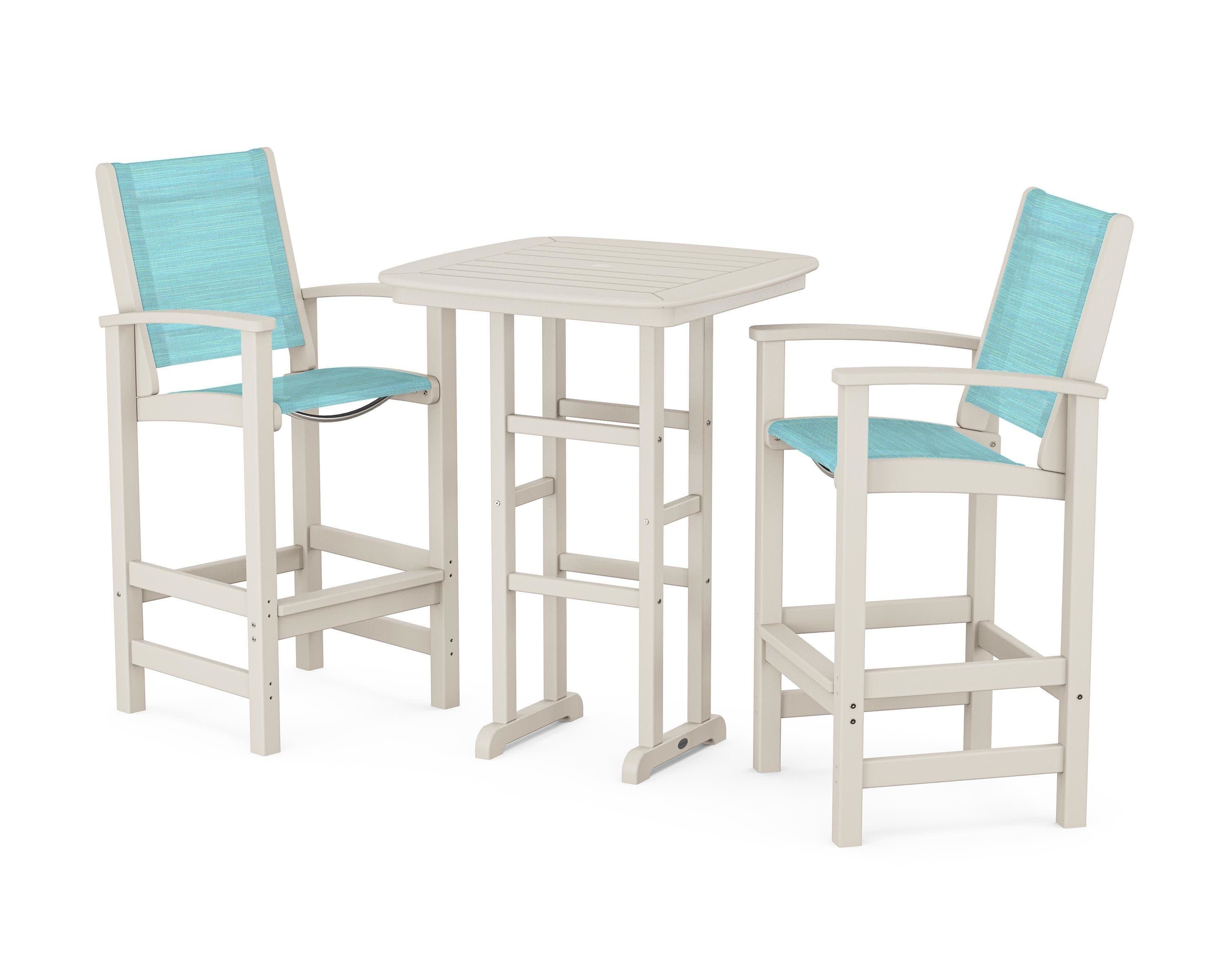 Coastal 3-Piece Bar Set in Sand / Dupioni Aquamarine Sling