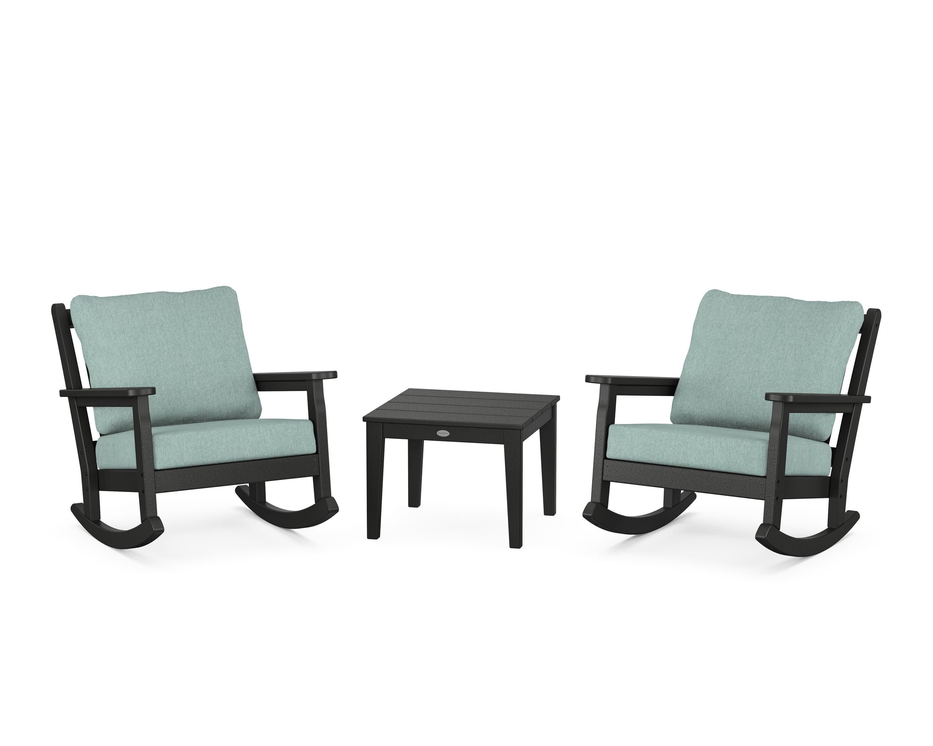 Chippendale 3-Piece Deep Seating Rocker Set in Black / Glacier Spa