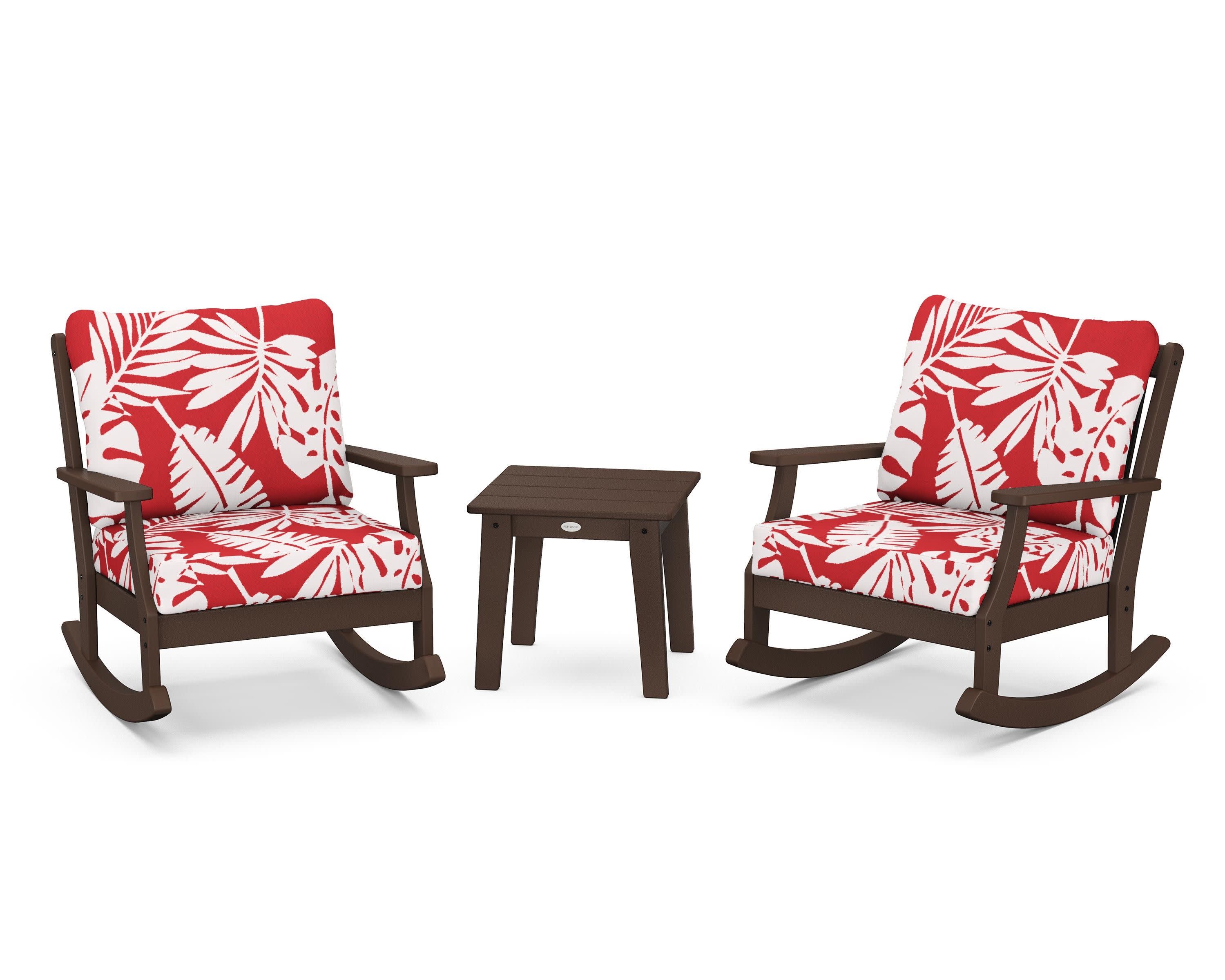 Braxton 3-Piece Deep Seating Rocker Set in Mahogany / Leaf Crimson