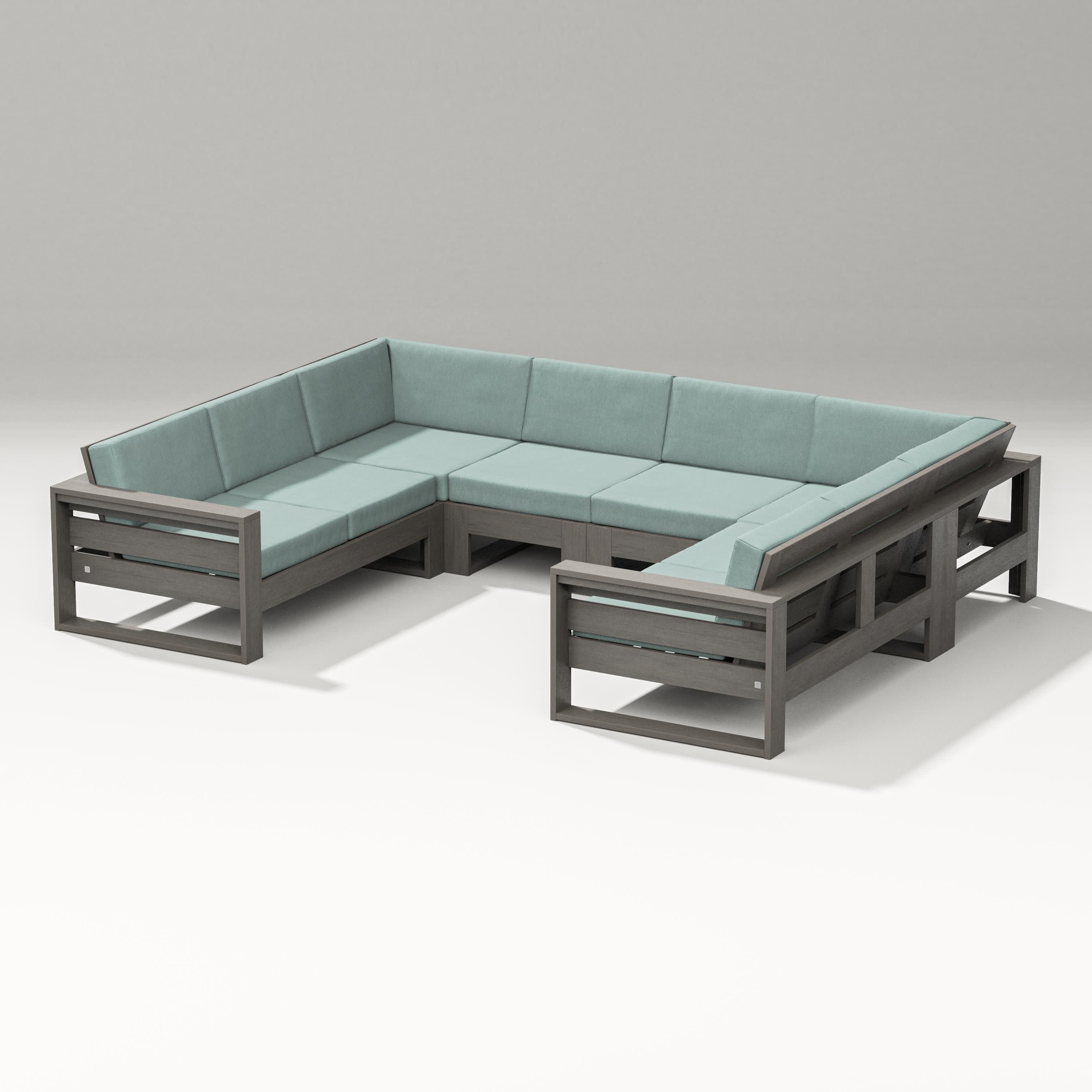 Latitude U-Shaped Sectional in Driftwood / Glacier Spa