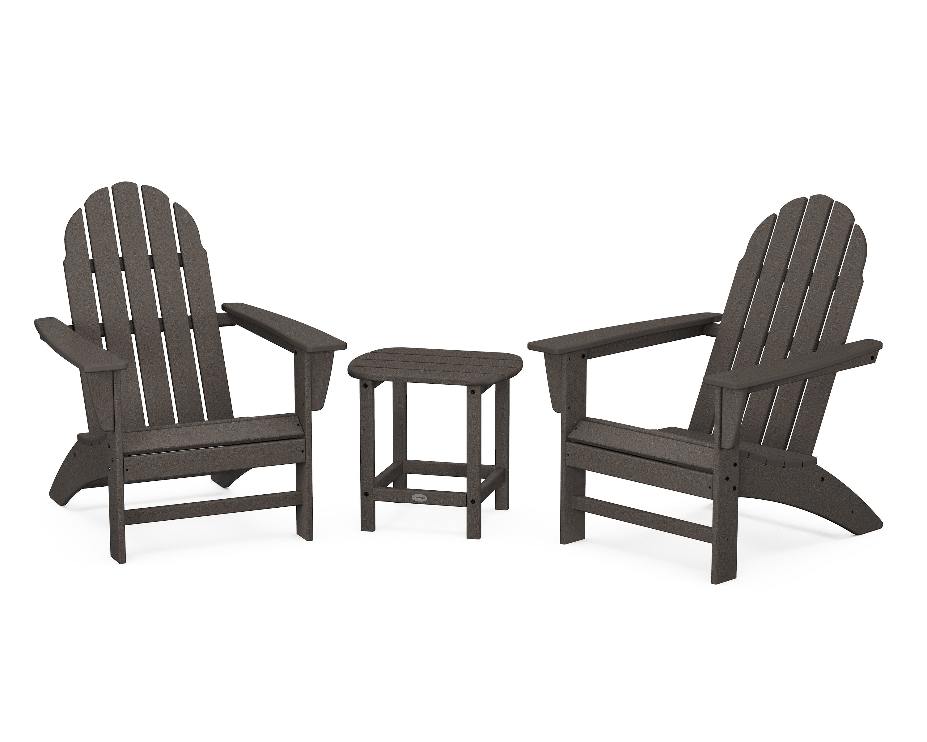 Vineyard 3-Piece Adirondack Set with South Beach 18" Side Table in Vintage Coffee