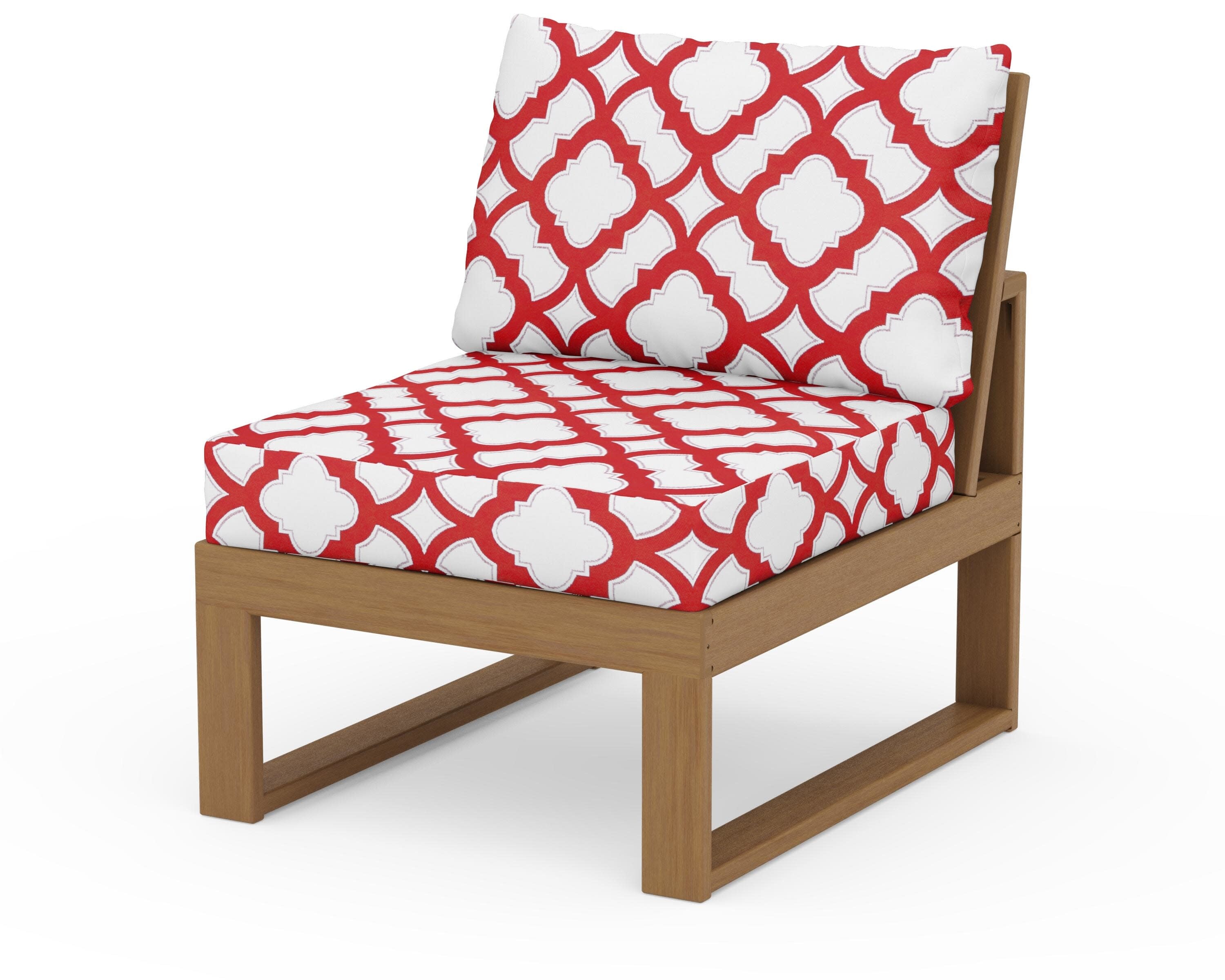 Modular Armless Chair in Natural / Trellis Crimson
