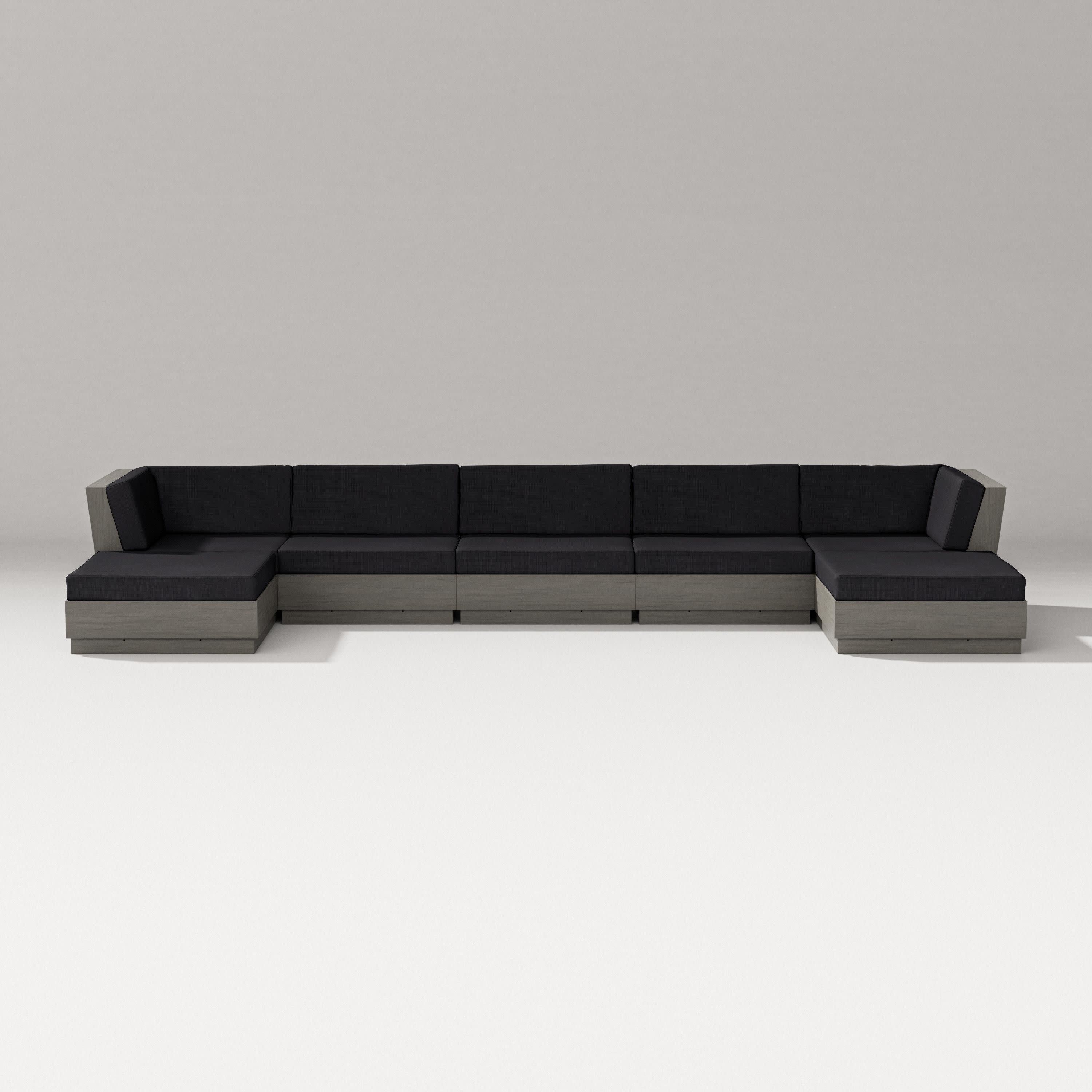 Elevate 7-Piece Double Chaise Sectional in Driftwood / Midnight Linen