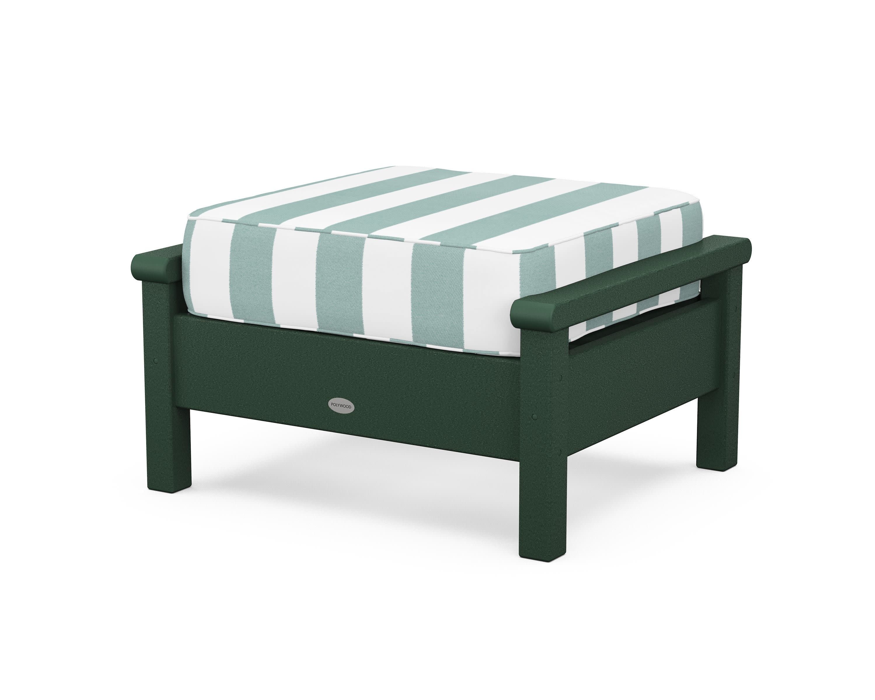 Harbour Deep Seating Ottoman in Green / Cabana Stripe Glacier Spa