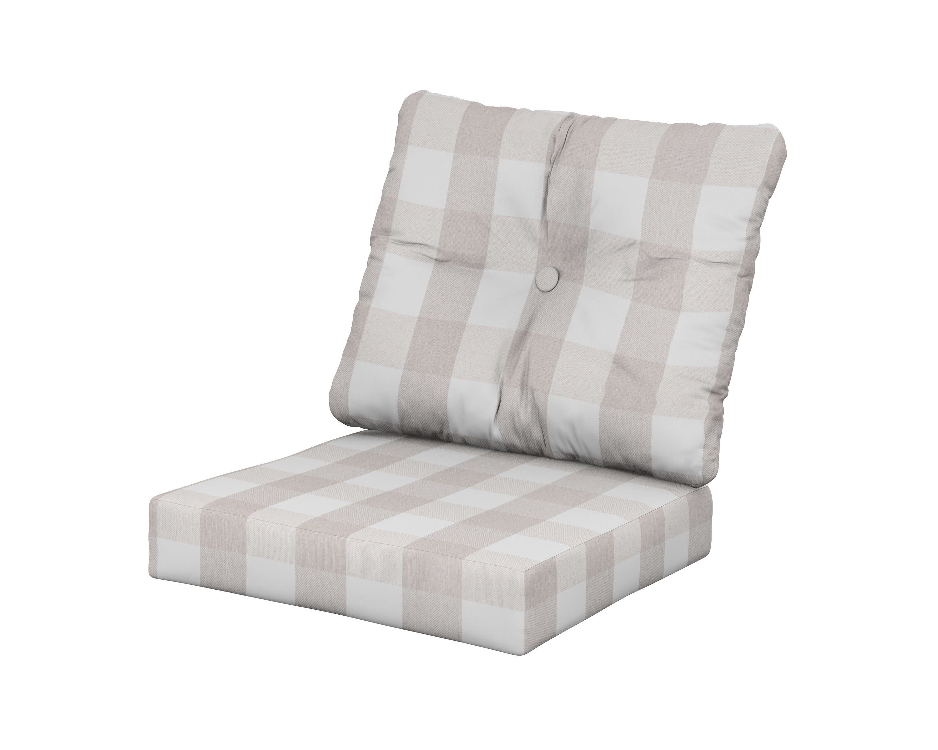 Prescott Seat/Back Cushions in Buffalo Plaid Dune Burlap