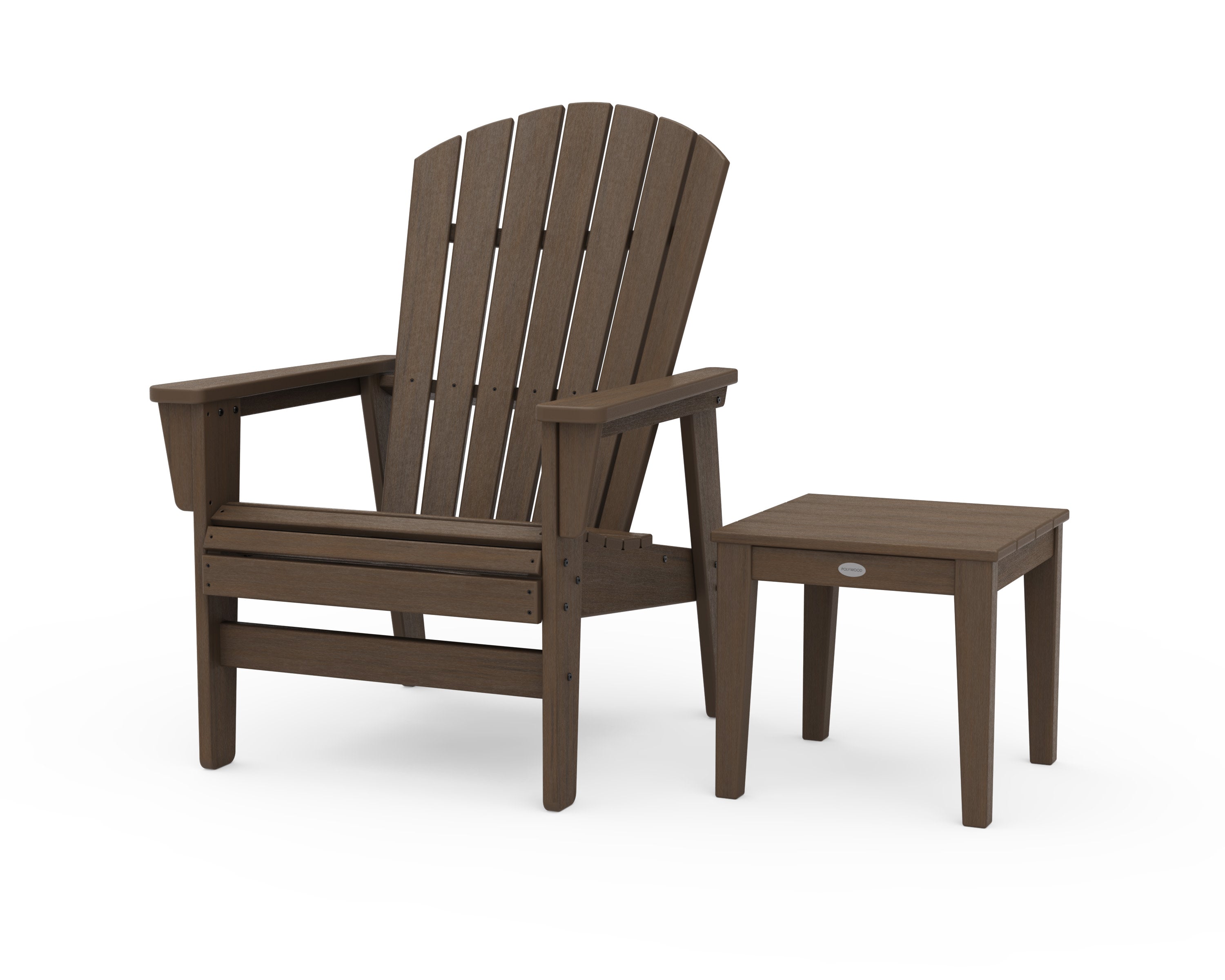 Nautical Grand Upright Adirondack Chair with Side Table in Kona