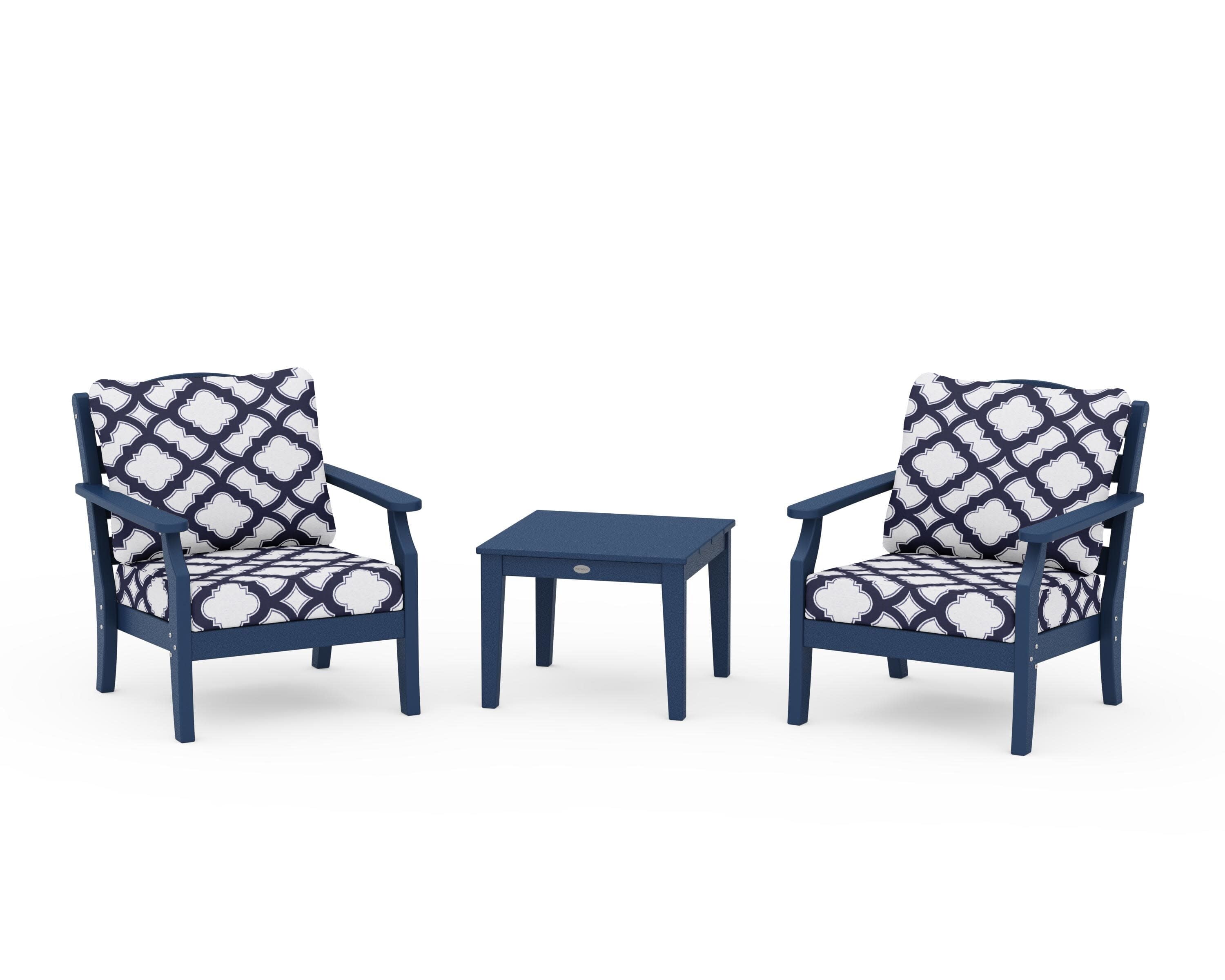 Savannah 3-Piece Deep Seating Set in Navy / Trellis Navy