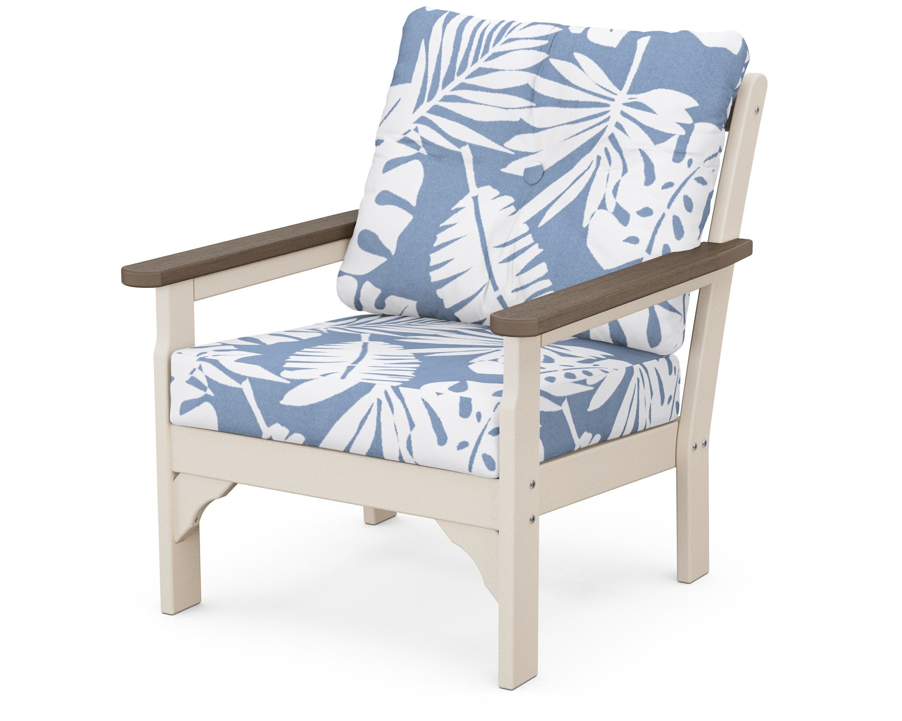 Vineyard Deep Seating Chair in Sand / Kona / Leaf Sky Blue