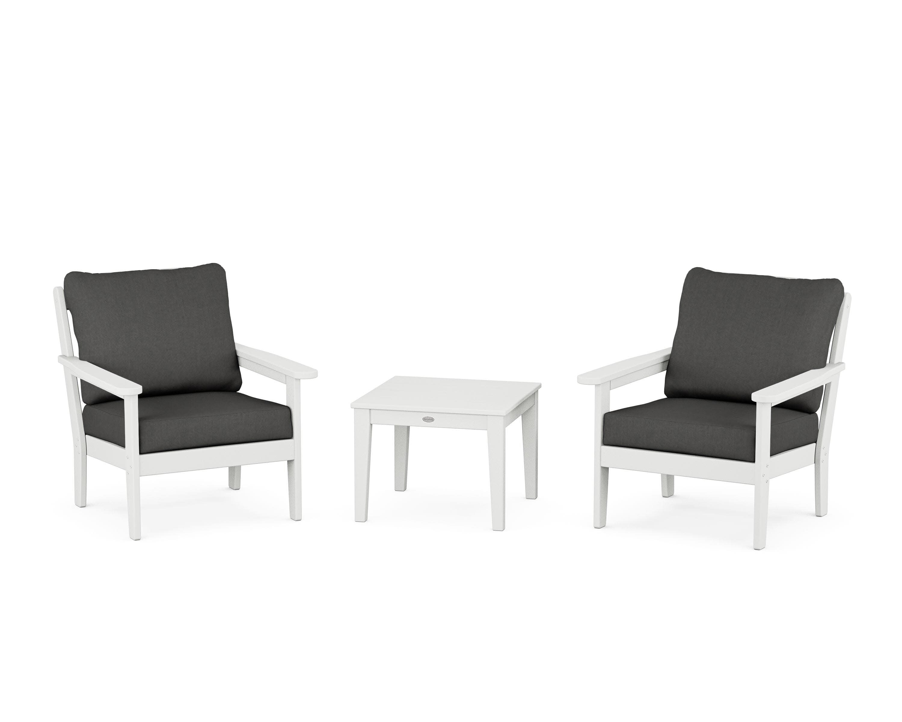 Cottage 3-Piece Deep Seating Set in White / Spectrum Carbon
