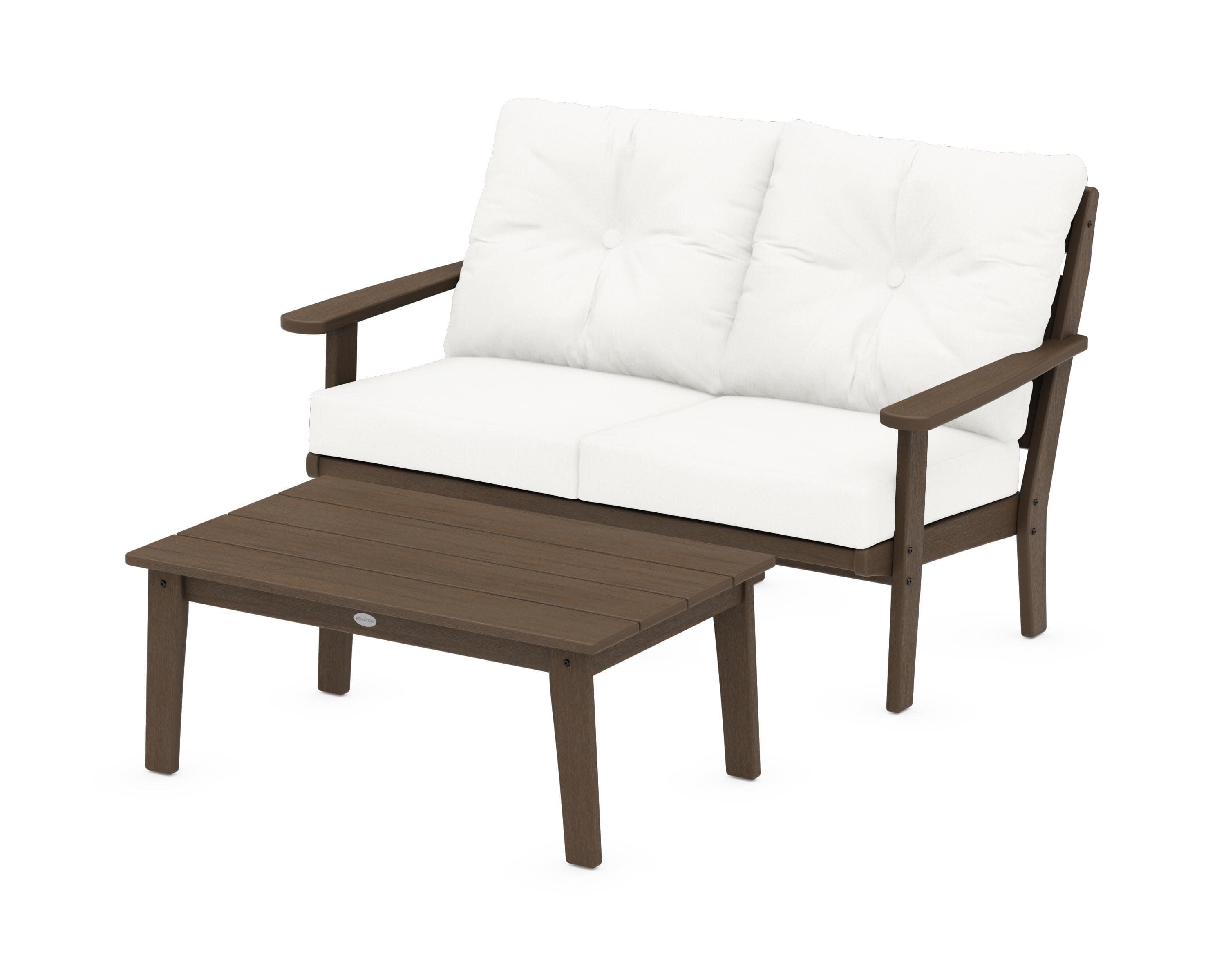 Lakeside 2-Piece Lounge Loveseat Set in Kona / Natural Linen