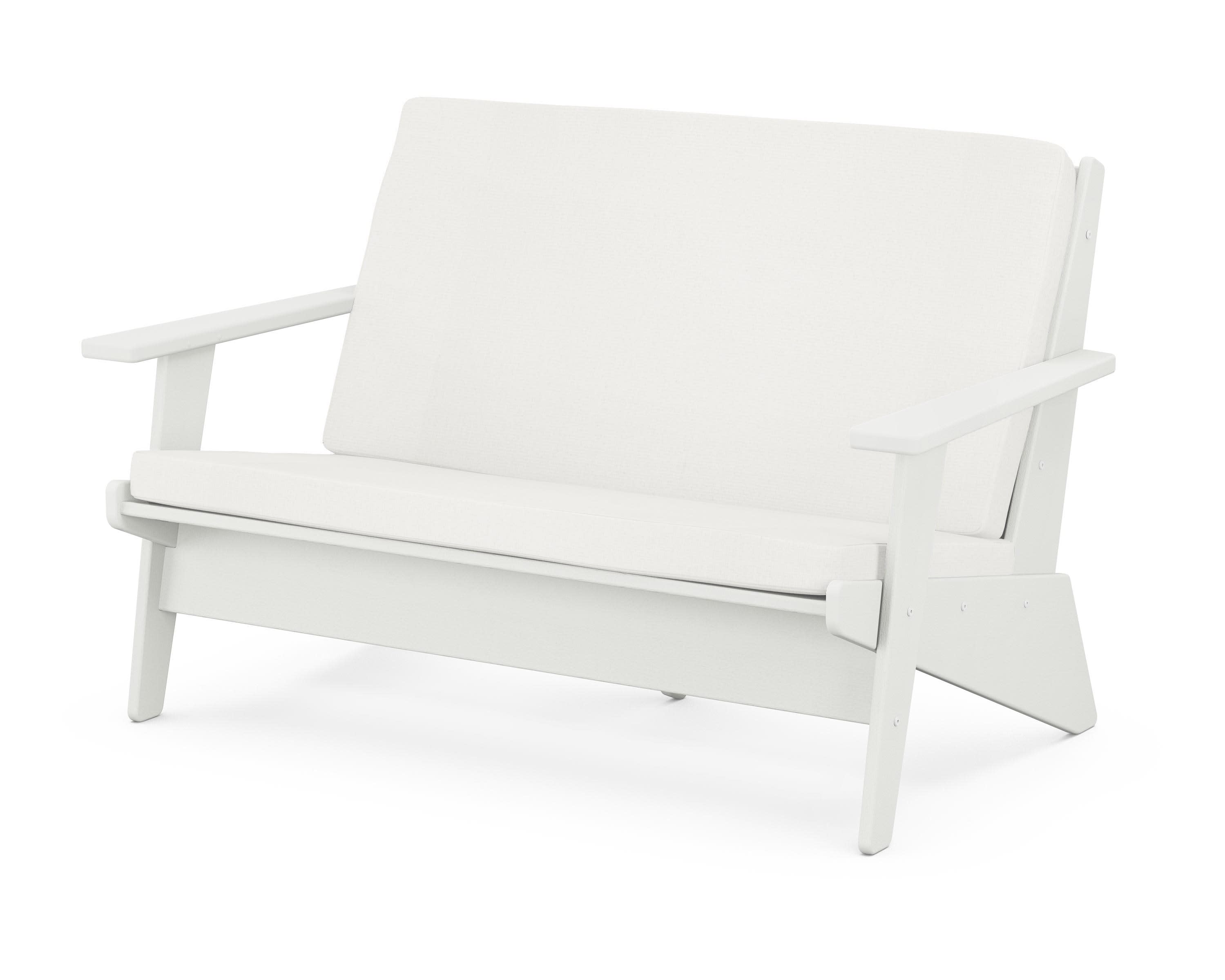 Riviera Modern Lounge Loveseat in Vintage White / Natural Linen