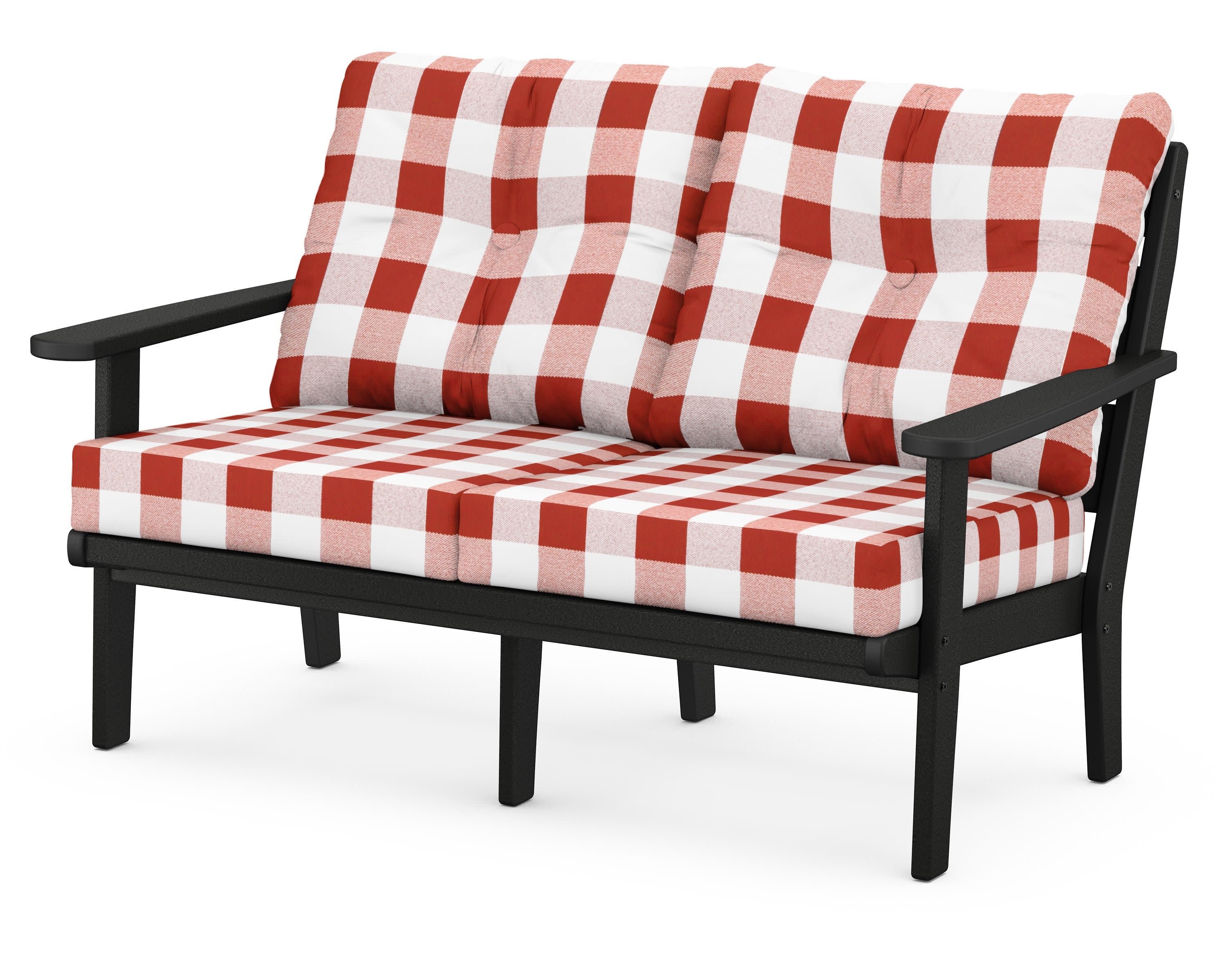 Lakeside Deep Seating Loveseat in Black / Buffalo Plaid Crimson