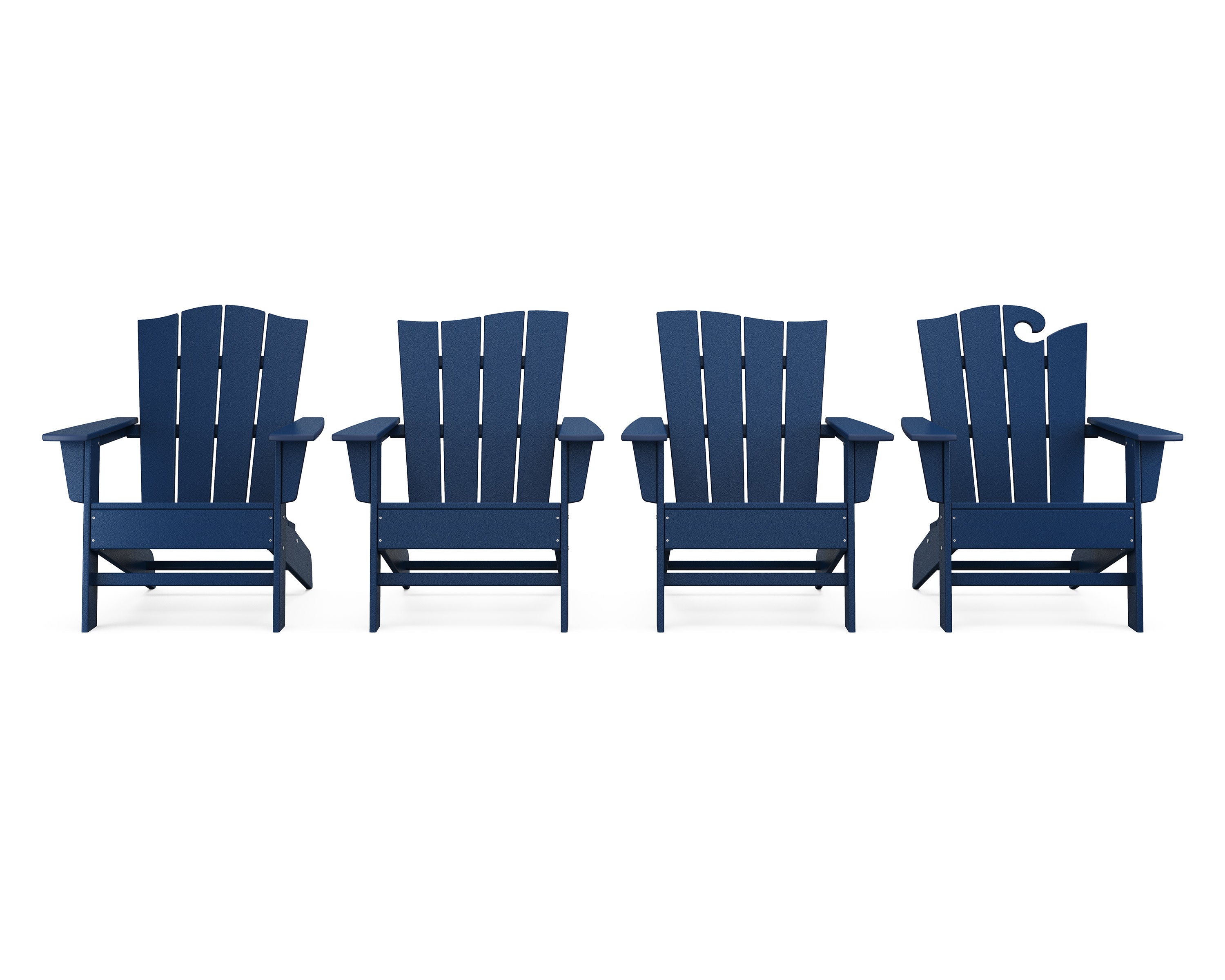 Wave Collection 4-Piece Adirondack Chair Set in Navy