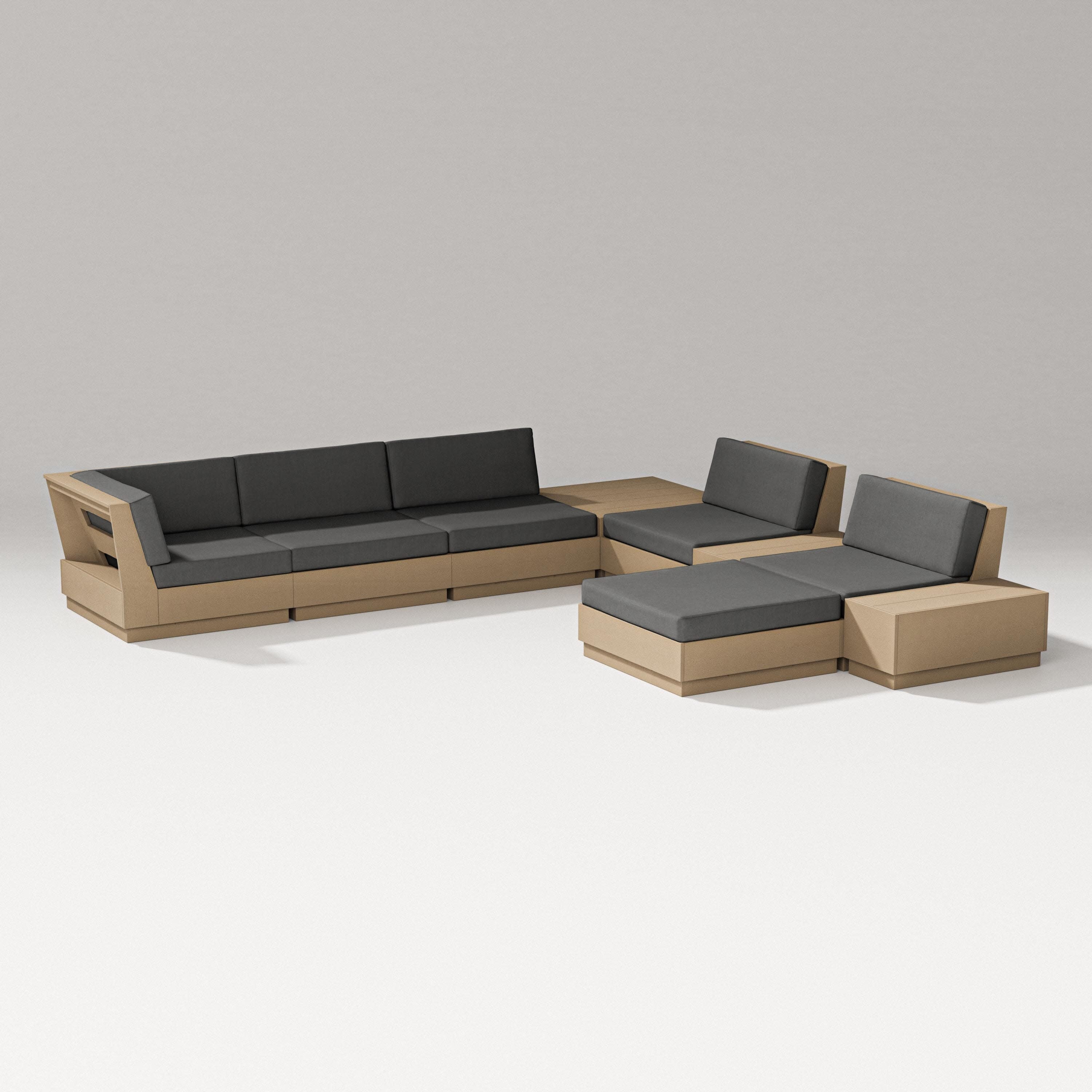 Elevate 9-Piece Conversation Sectional in Vintage Sahara / Spectrum Carbon