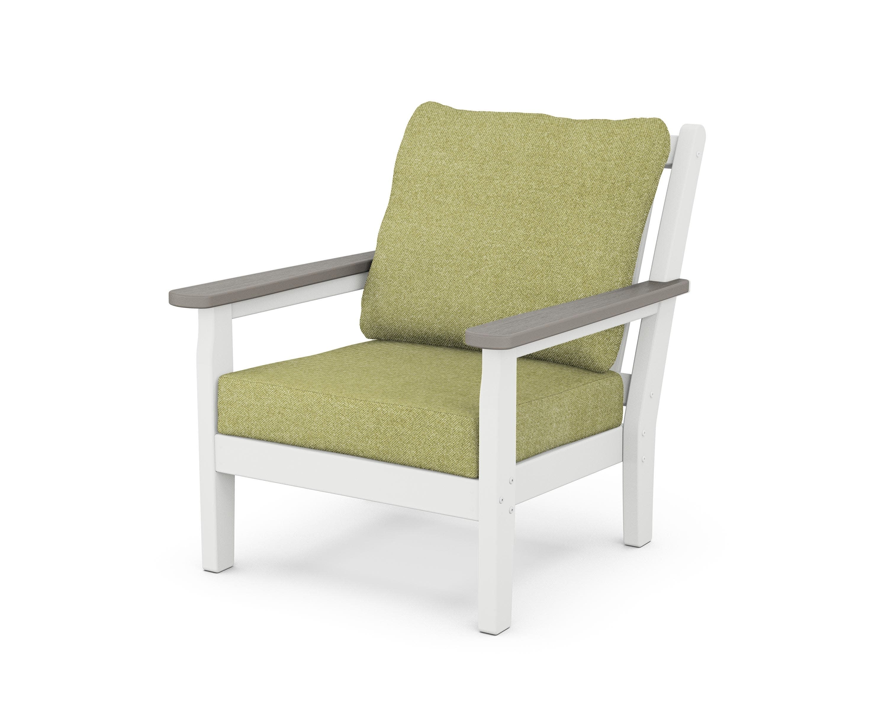 Chippendale Deep Seating Chair in White / Driftwood / Chartreuse Boucle