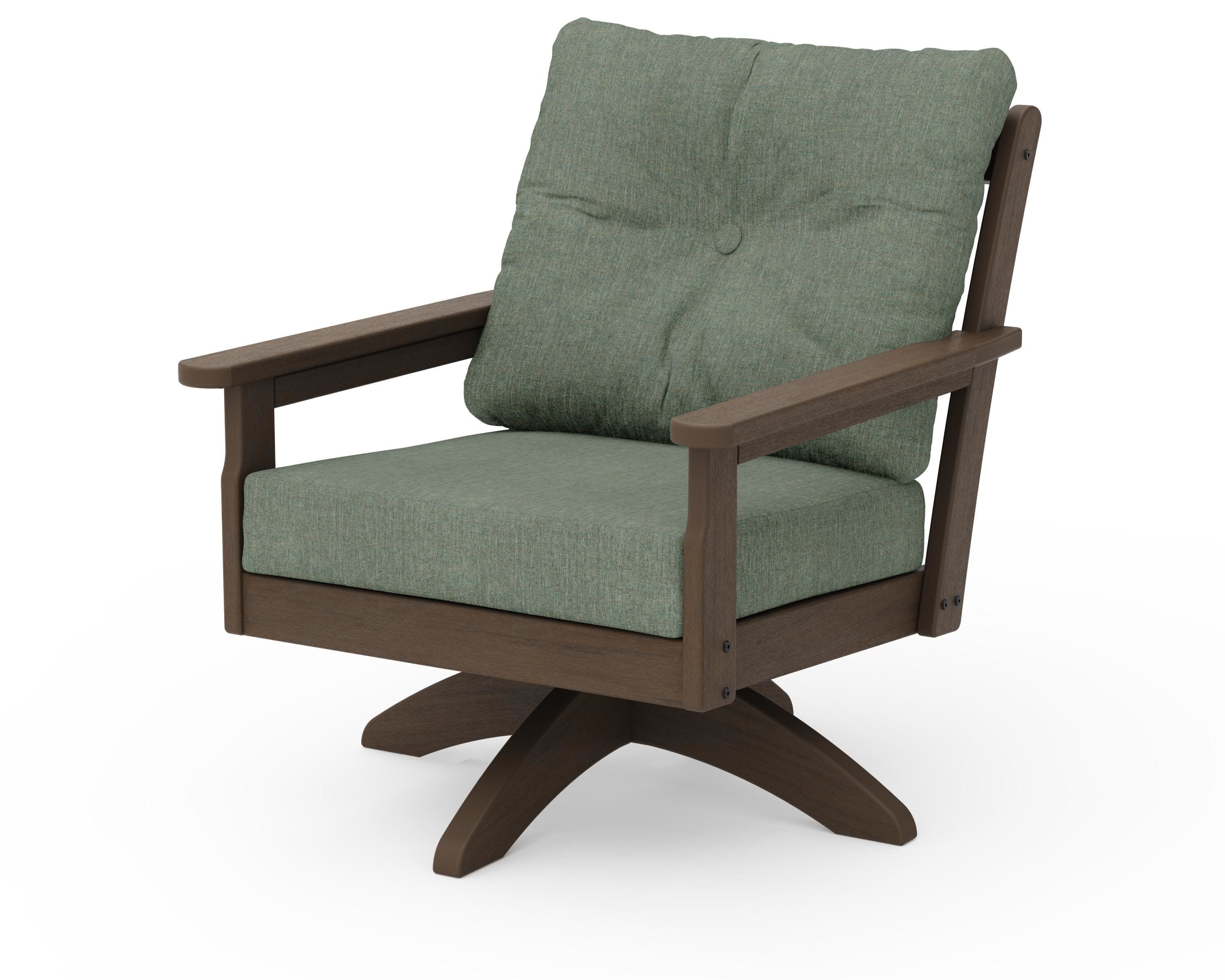 Vineyard Deep Seating Swivel Chair in Kona / Cast Sage