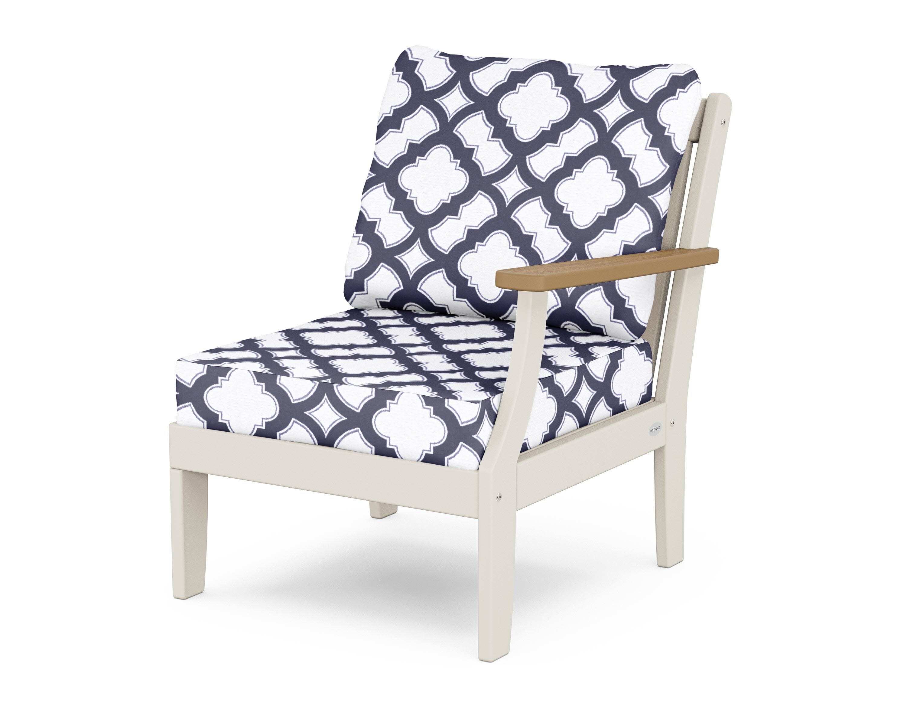 Braxton Modular Right Arm Chair in Sand / Natural / Trellis Navy