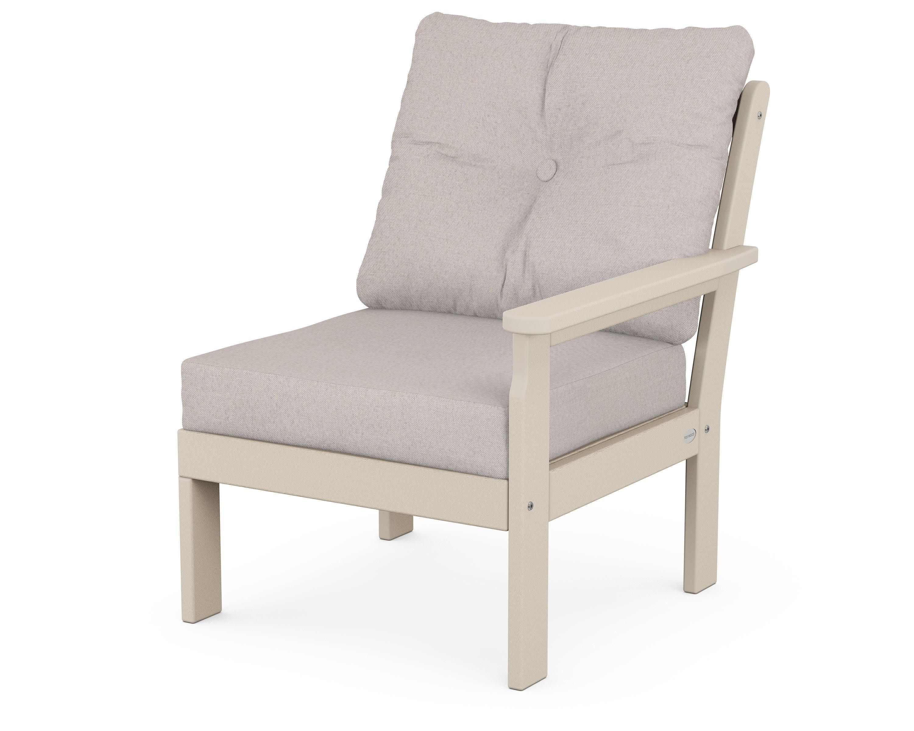 Vineyard Modular Right Arm Chair in Sand / Dune Burlap