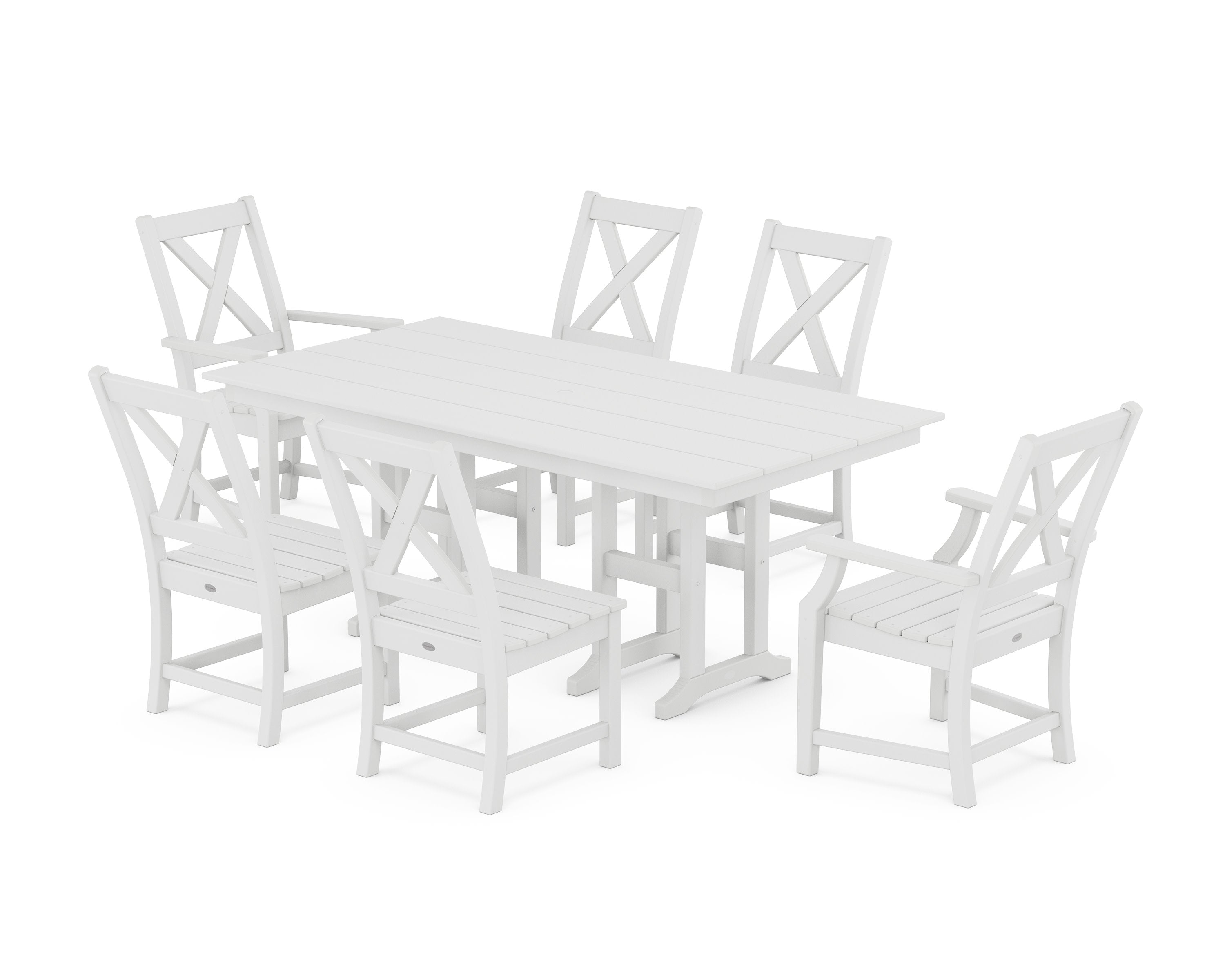 Braxton 7-Piece Farmhouse Dining Set in White