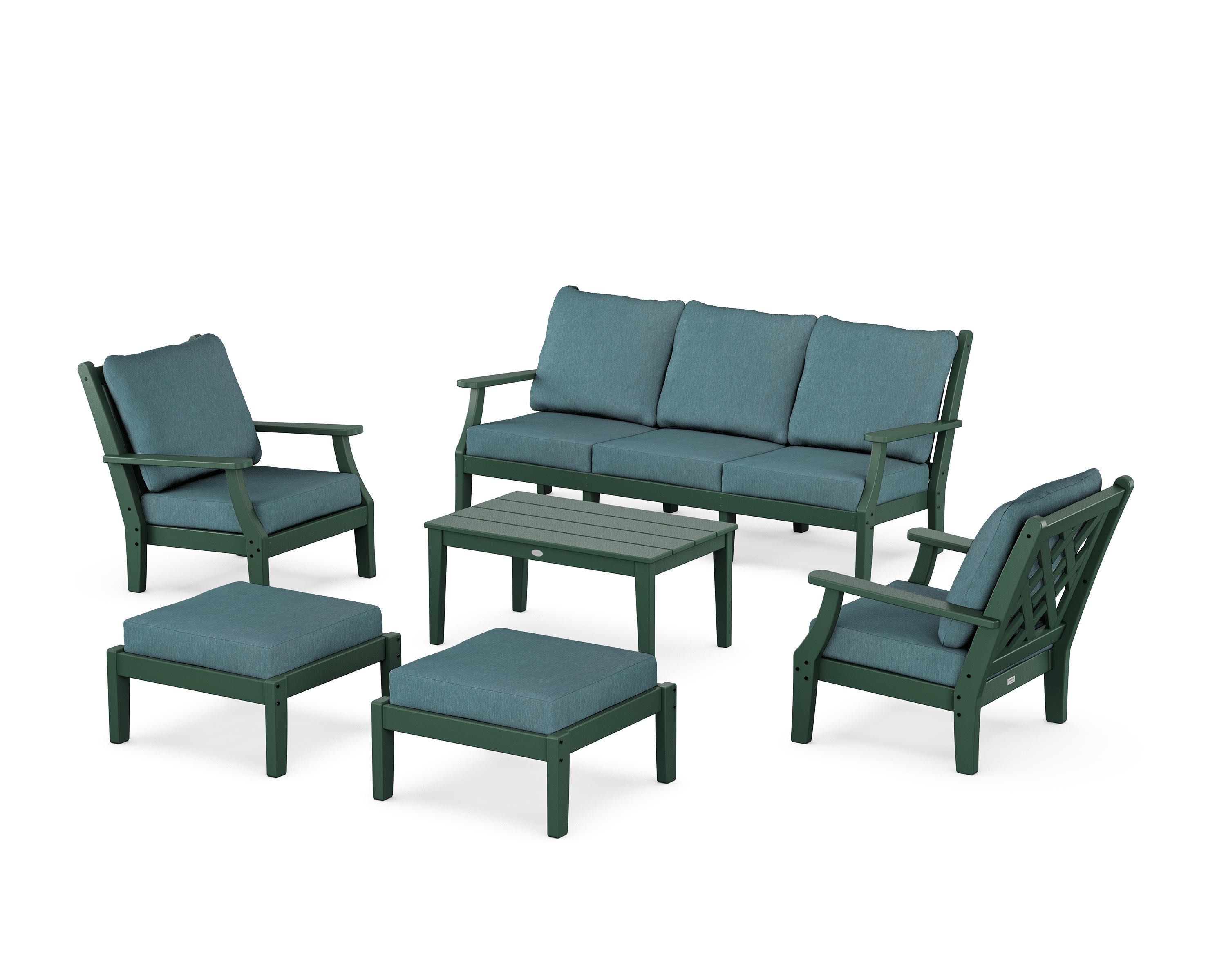 Wovendale 6-Piece Lounge Sofa Set in Green / Ocean Teal