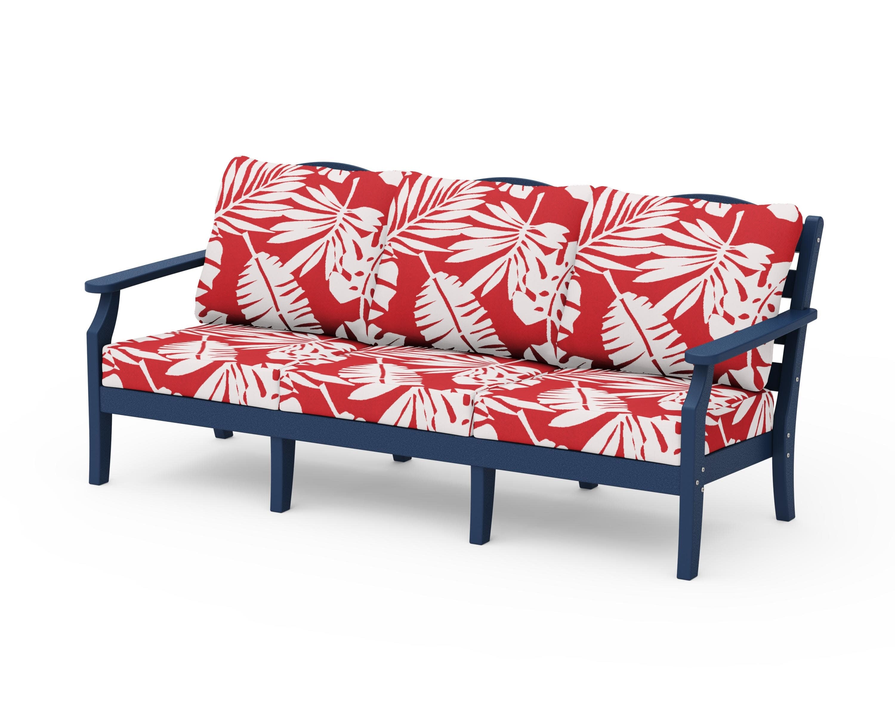 Savannah Deep Seating Sofa in Navy / Leaf Crimson