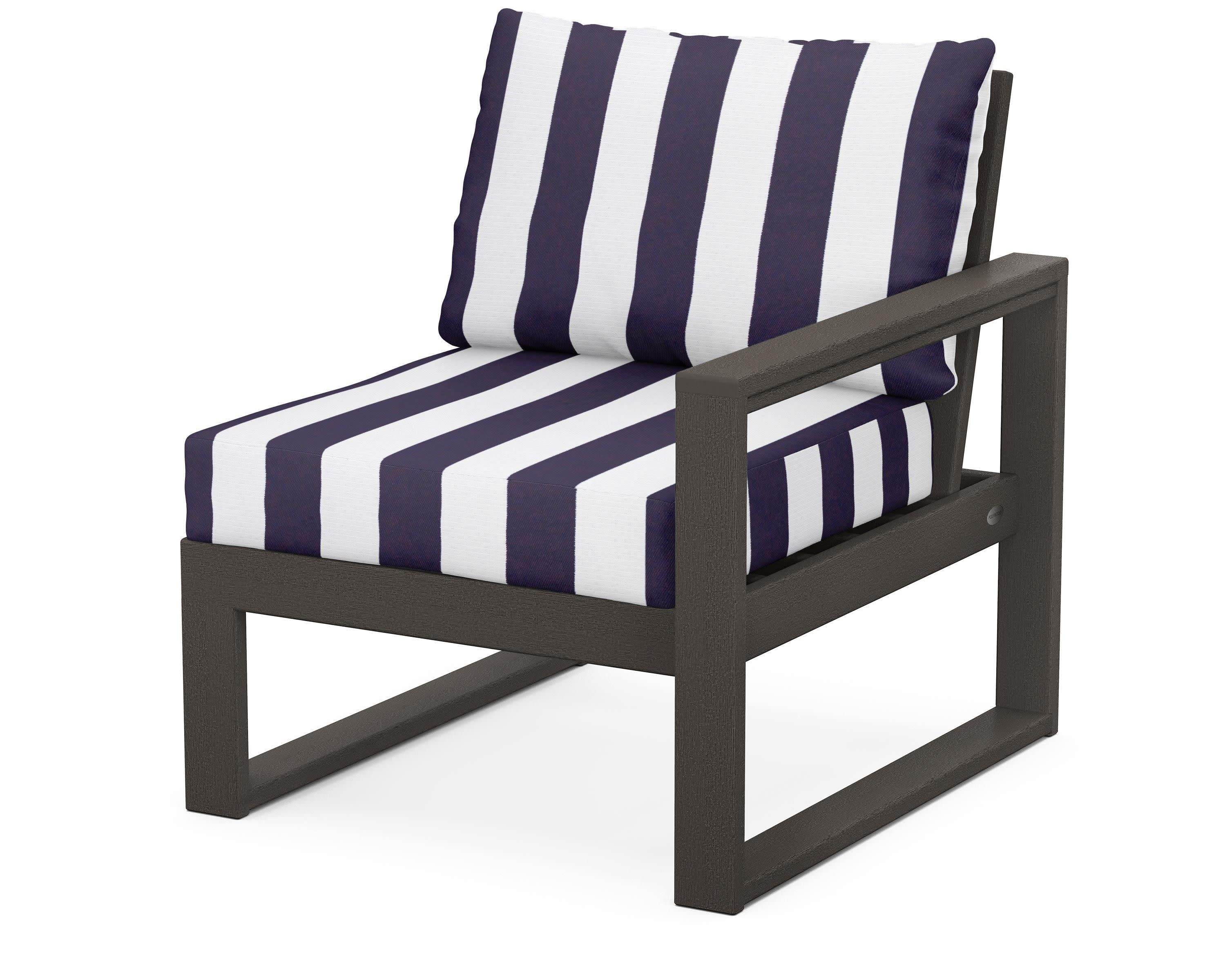 EDGE Modular Right Arm Chair in Vintage Coffee / Cabana Stripe Navy
