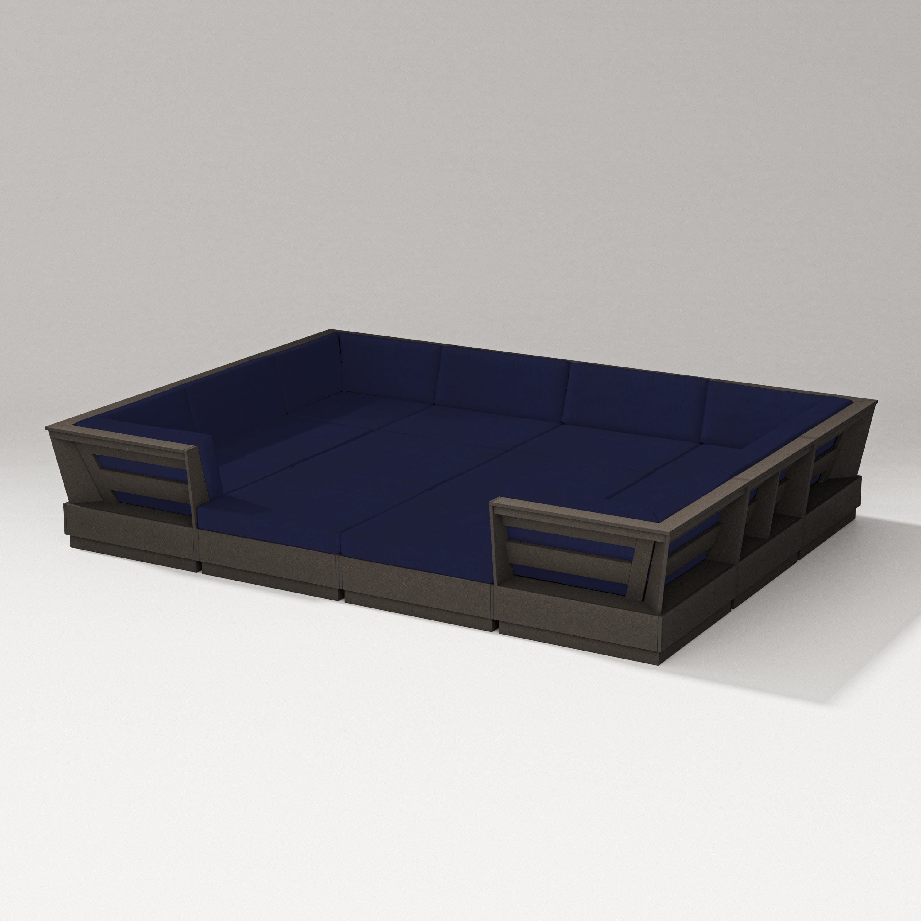 Elevate 12-Piece Pit Sectional in Vintage Coffee / Navy