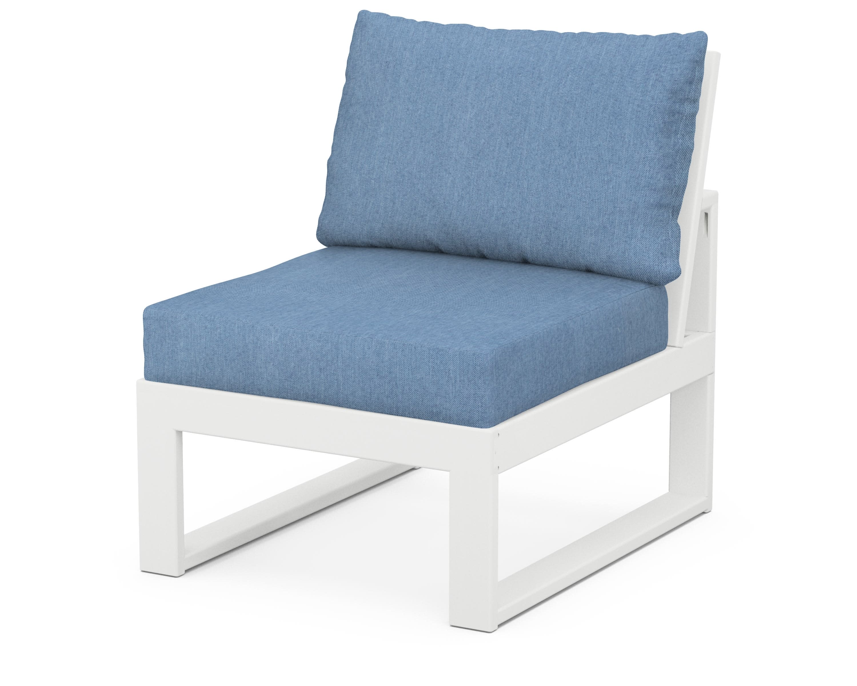 Modular Armless Chair in White / Sky Blue