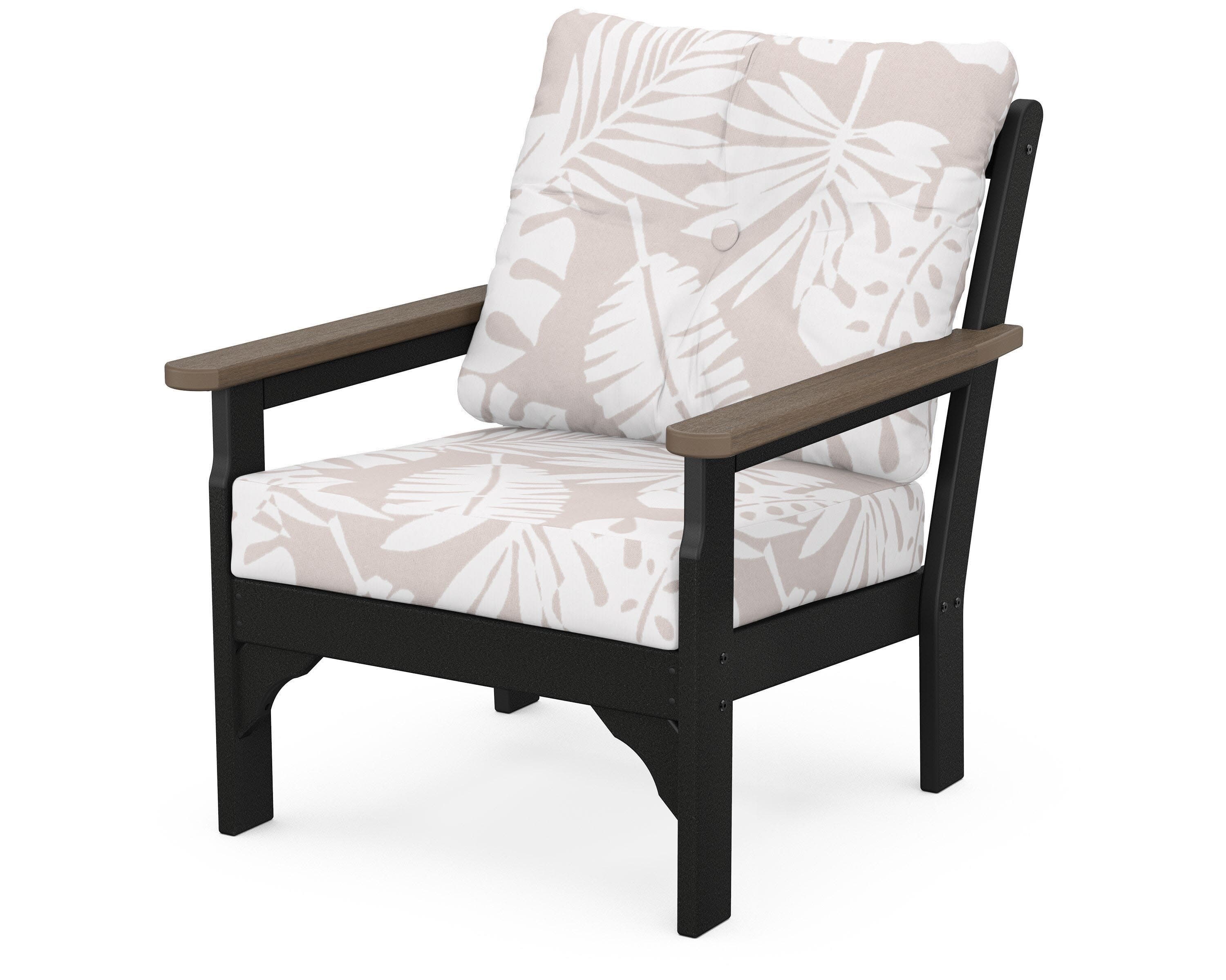 Vineyard Deep Seating Chair in Black / Kona / Leaf Dune Burlap