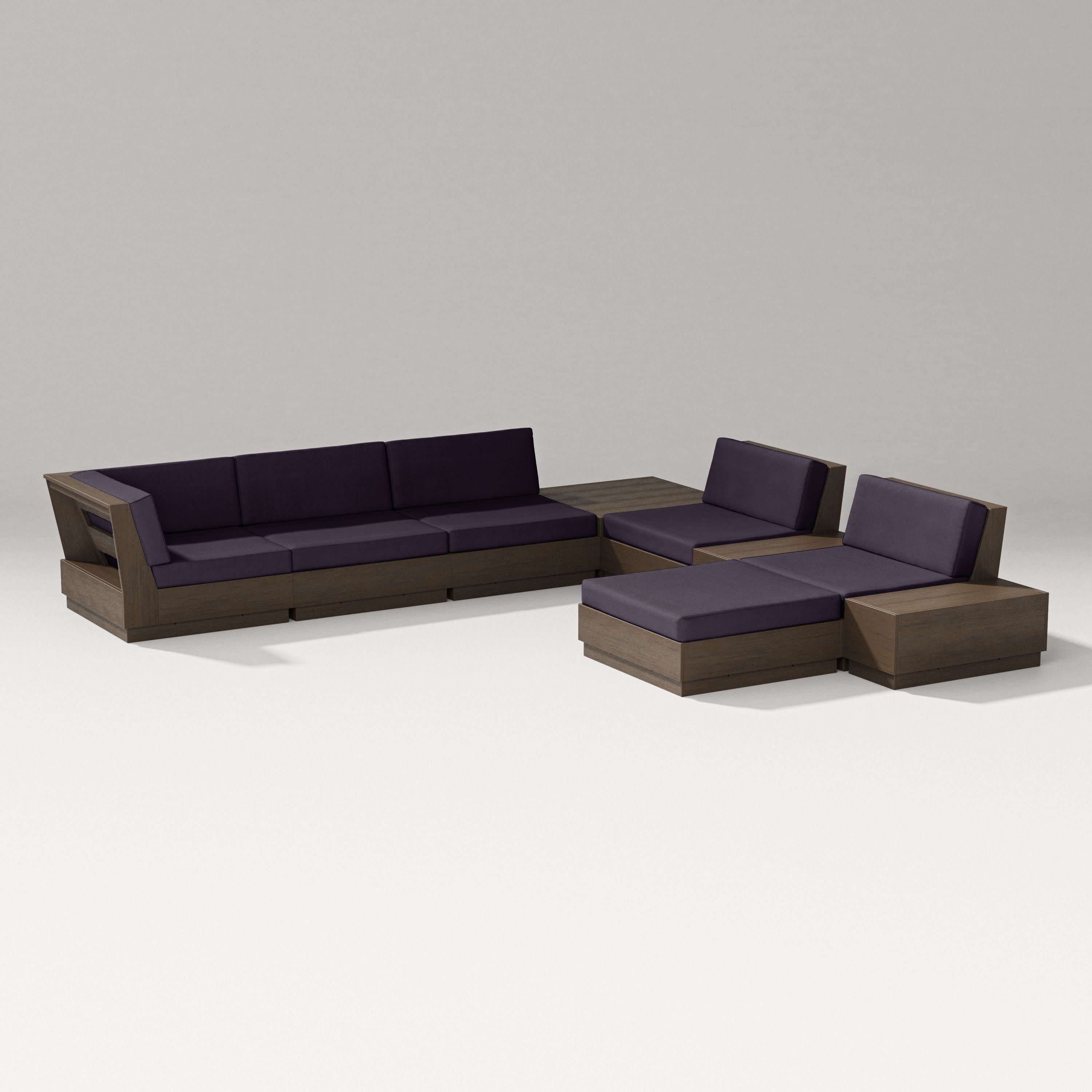 Elevate 9-Piece Conversation Sectional in Kona / Navy Linen