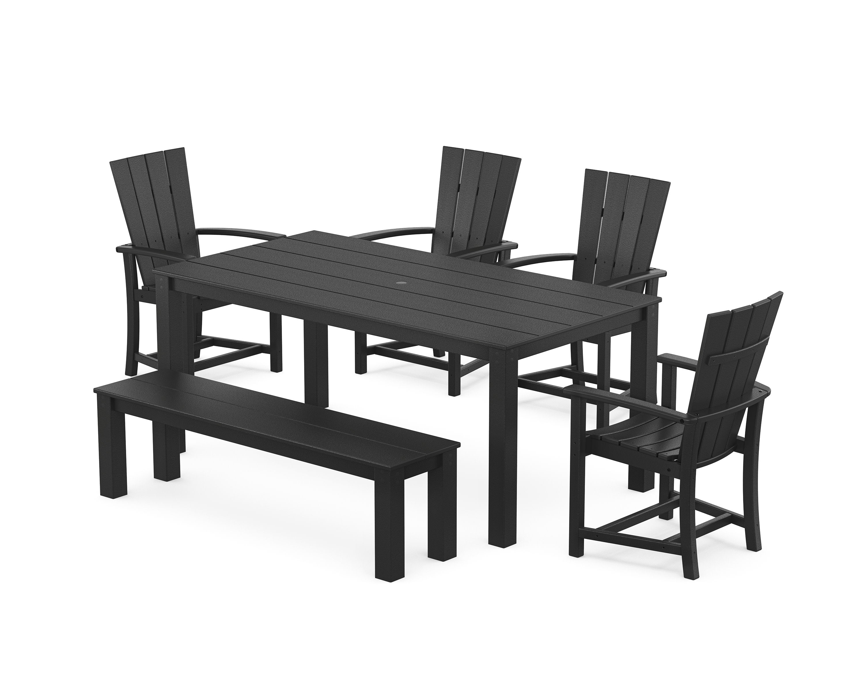 Quattro 6-Piece Parsons Dining Set with Bench in Black
