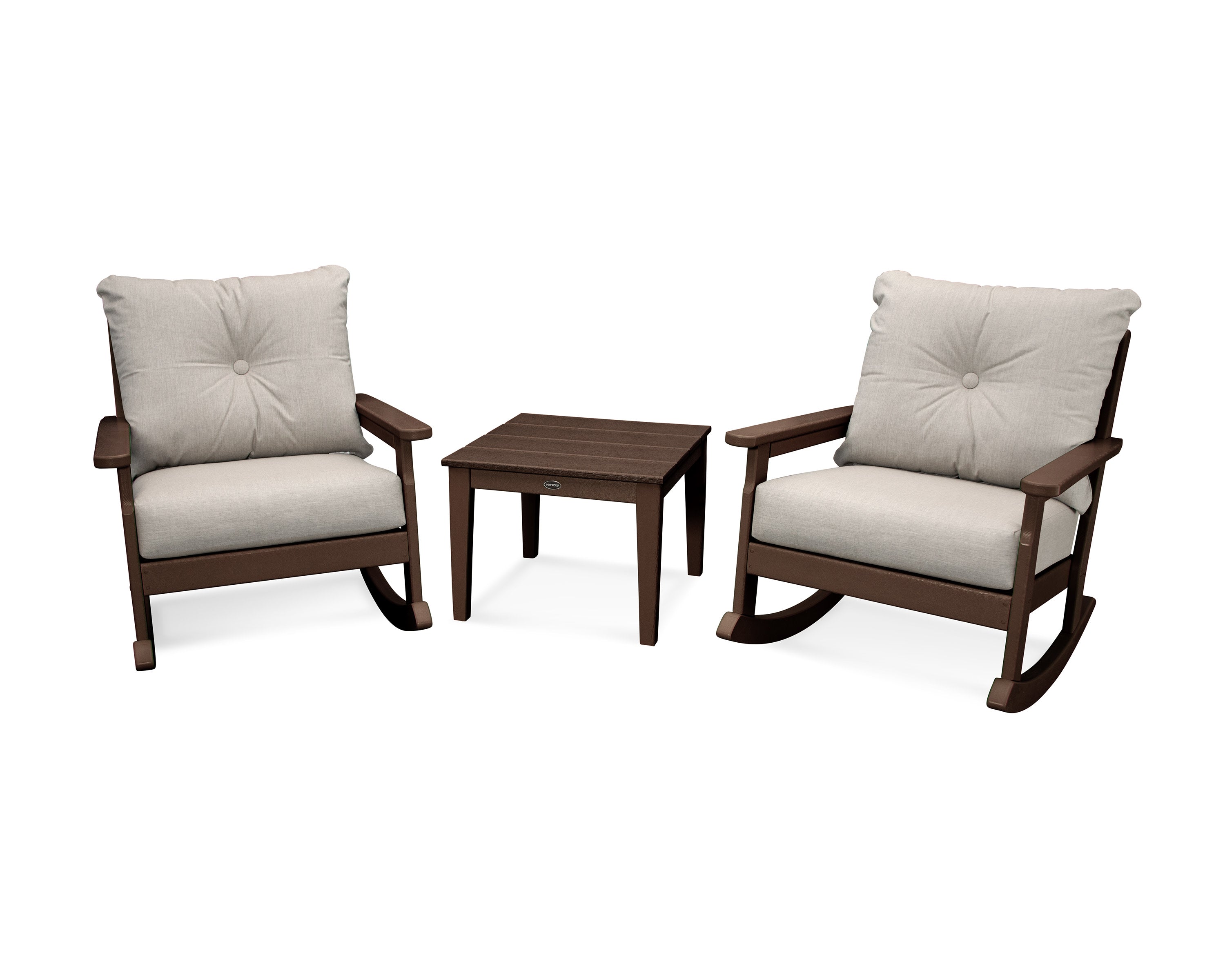 Vineyard 3-Piece Deep Seating Rocker Set in Mahogany / Cast Ash