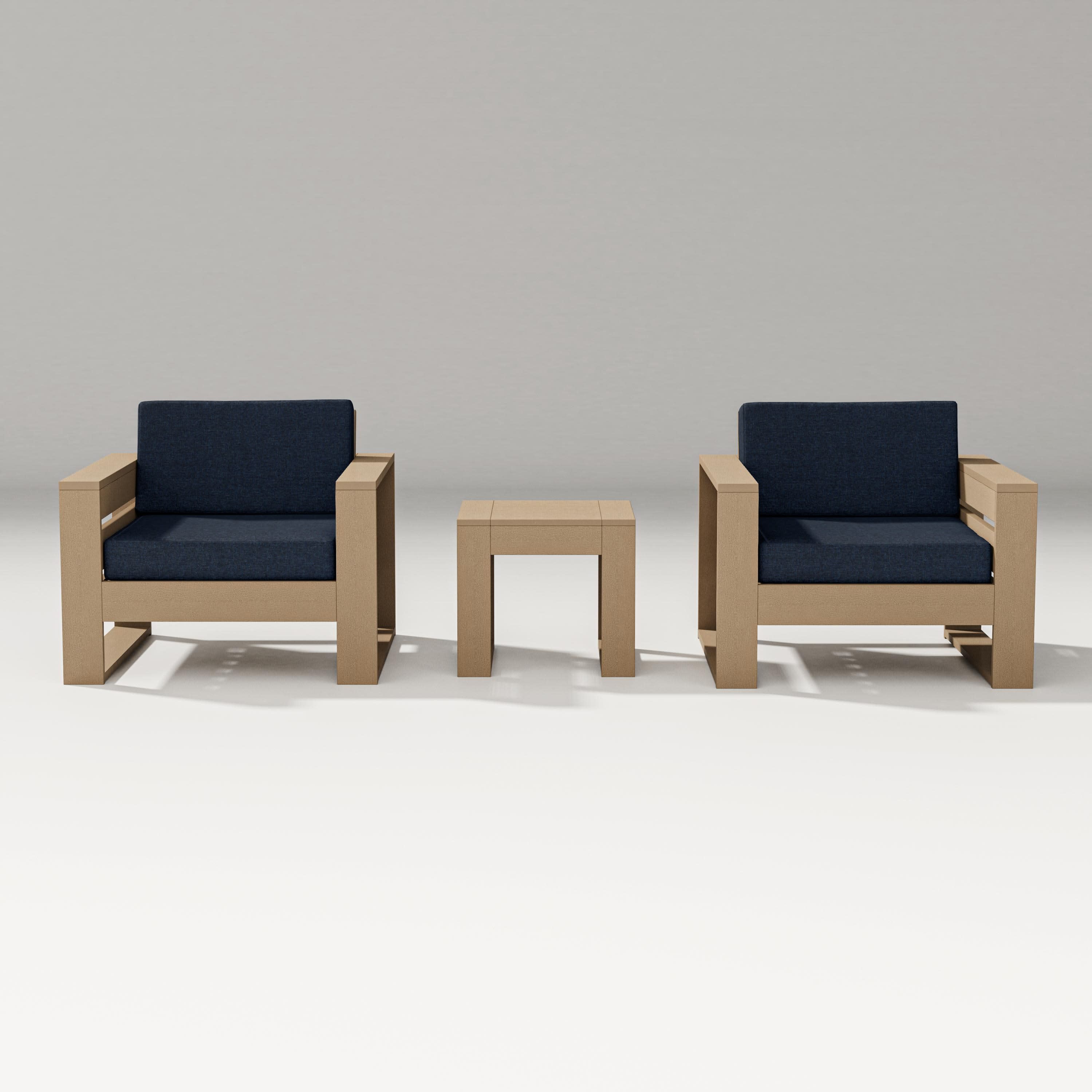 Latitude 3-Piece Lounge Chair Set in Vintage Sahara / Marine Indigo