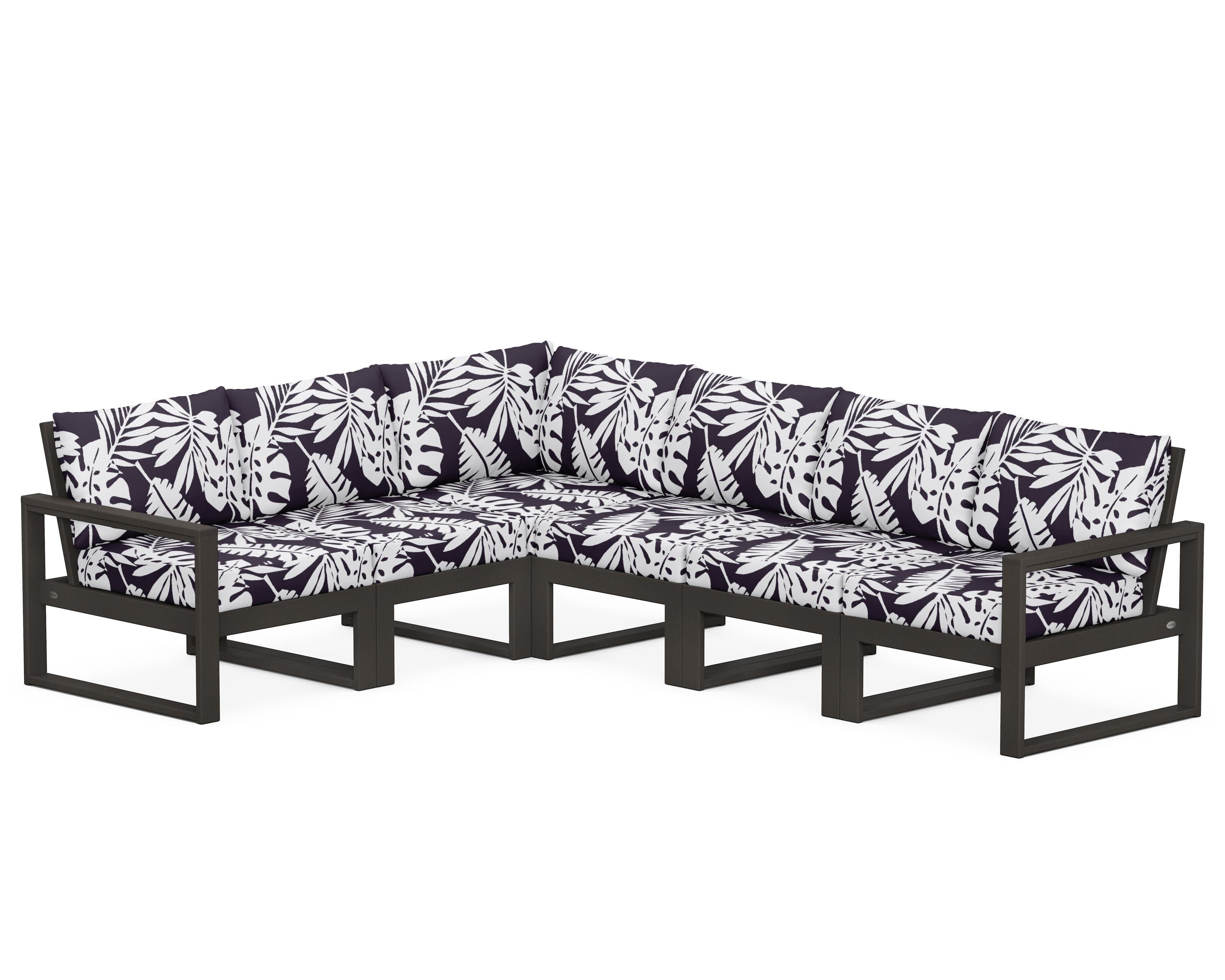 EDGE 6-Piece Modular Deep Seating Set in Vintage Coffee / Leaf Navy