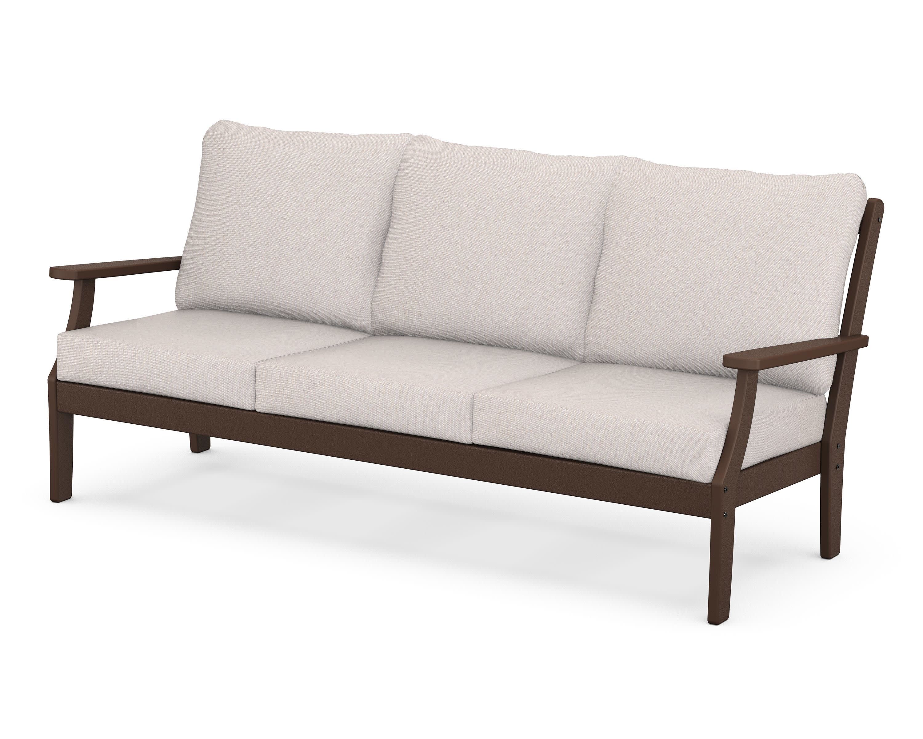 Braxton Deep Seating Sofa in Mahogany / Dune Burlap