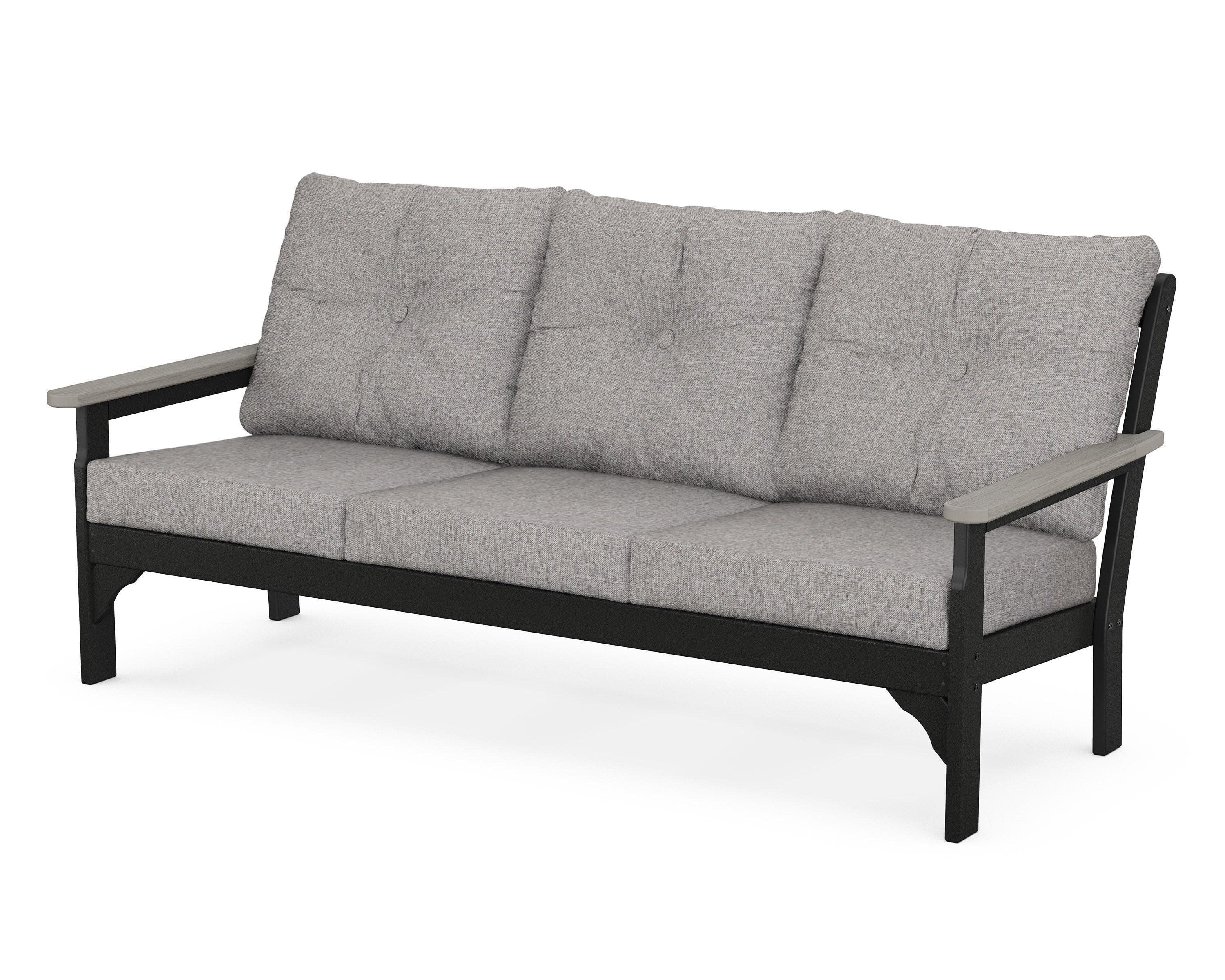 Vineyard Deep Seating Sofa in Black / Driftwood / Grey Mist
