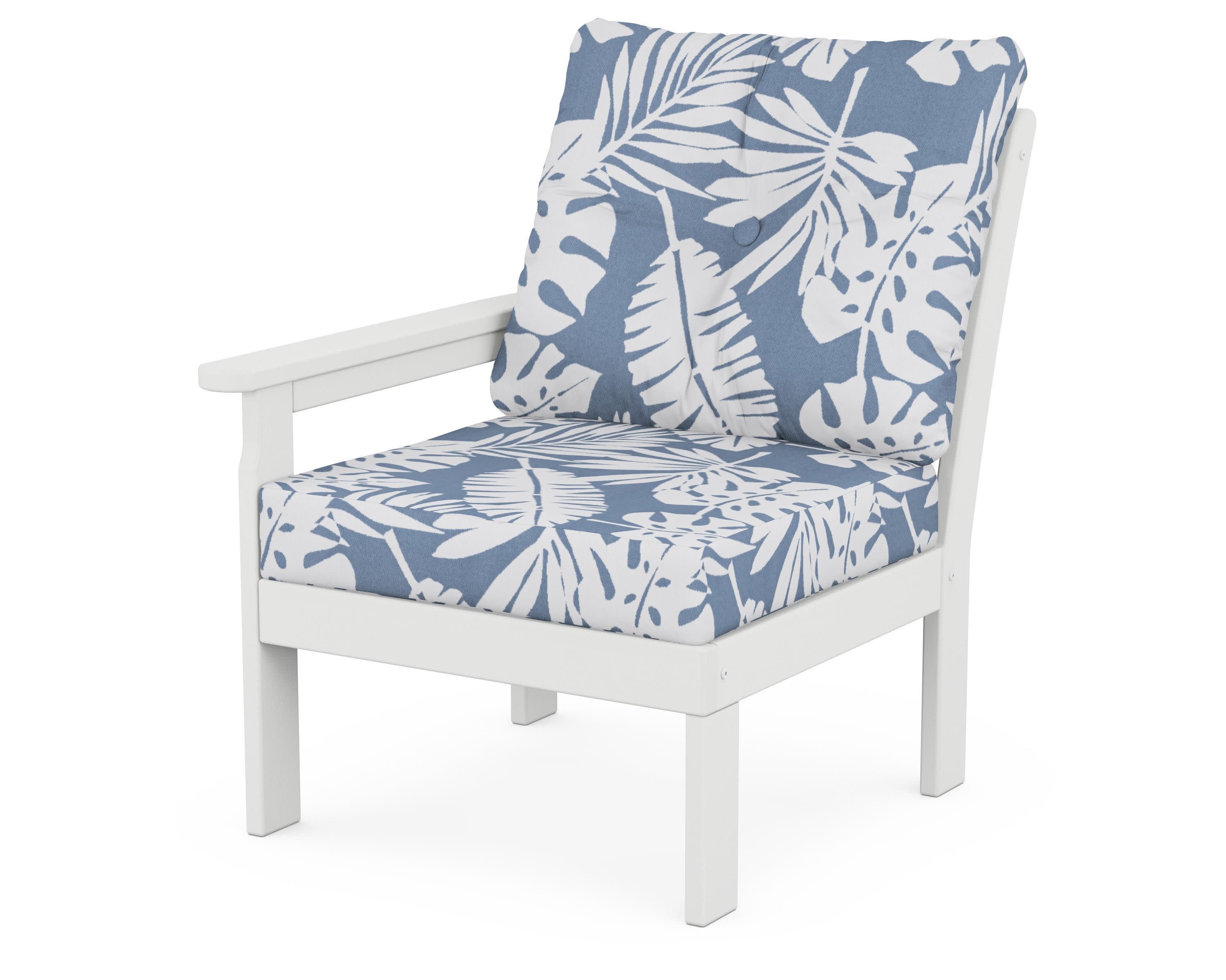 Vineyard Modular Left Arm Chair in White / Leaf Sky Blue