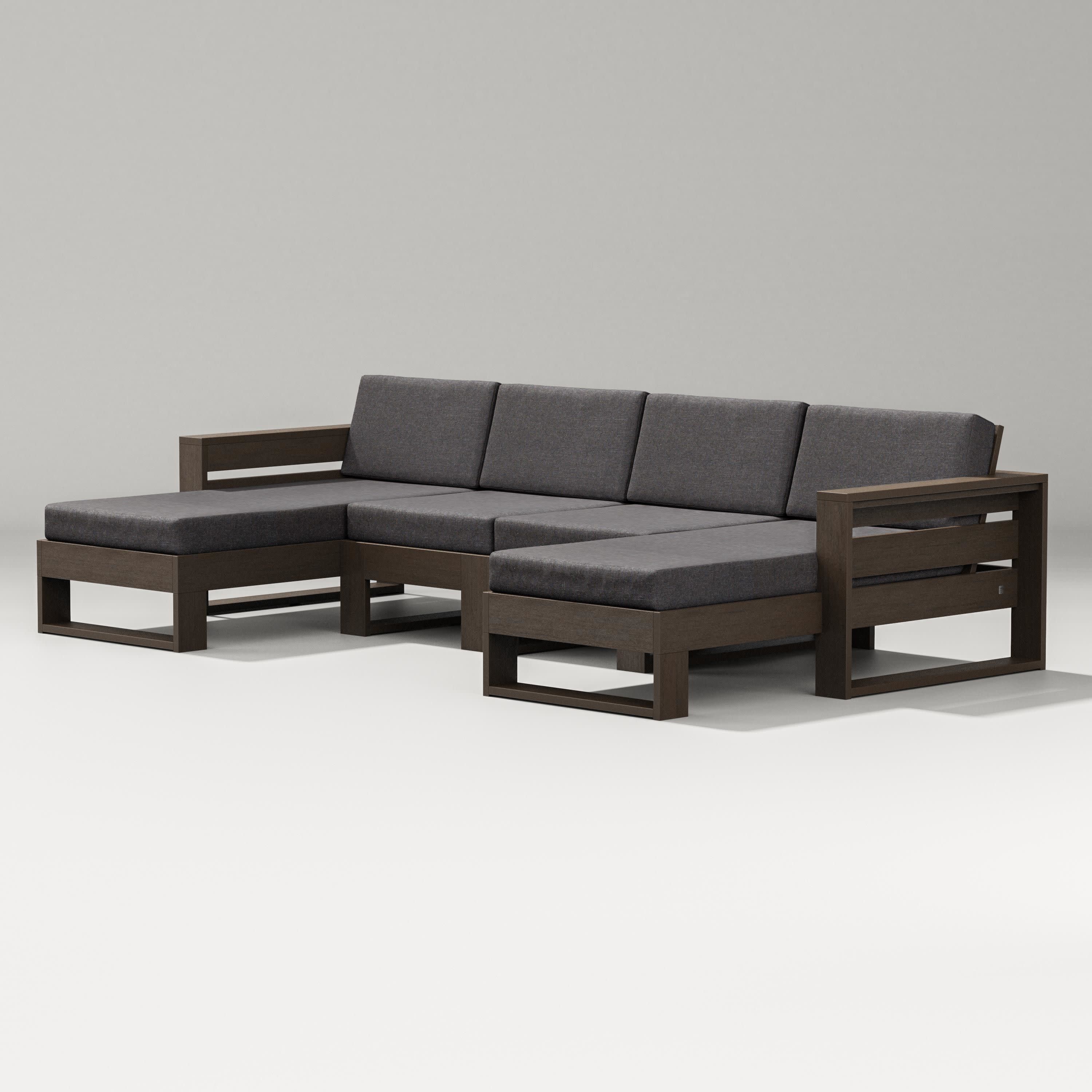 Latitude Double Chaise Sectional in Kona / Ash Charcoal