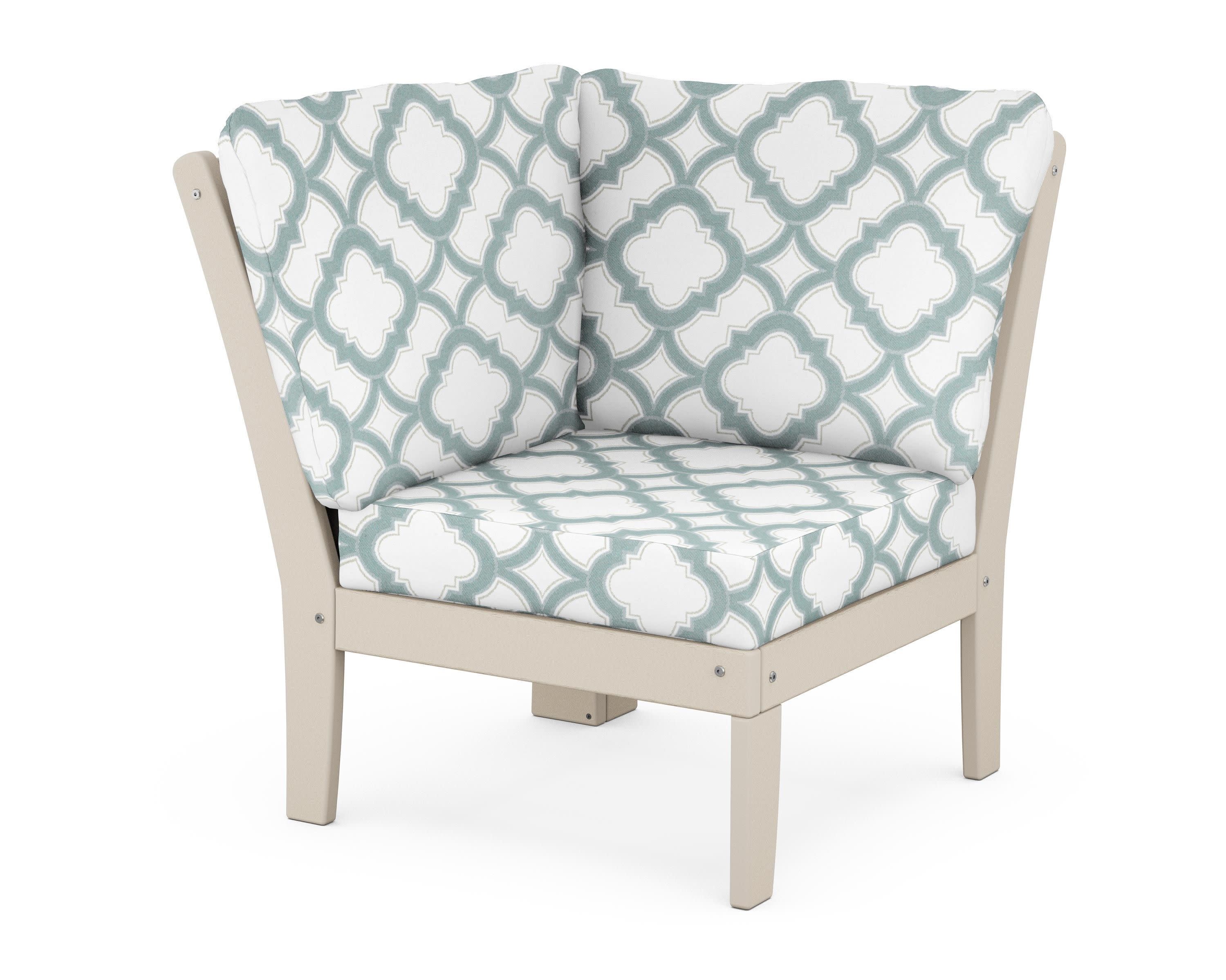 Braxton Modular Corner Chair in Sand / Trellis Glacier Spa