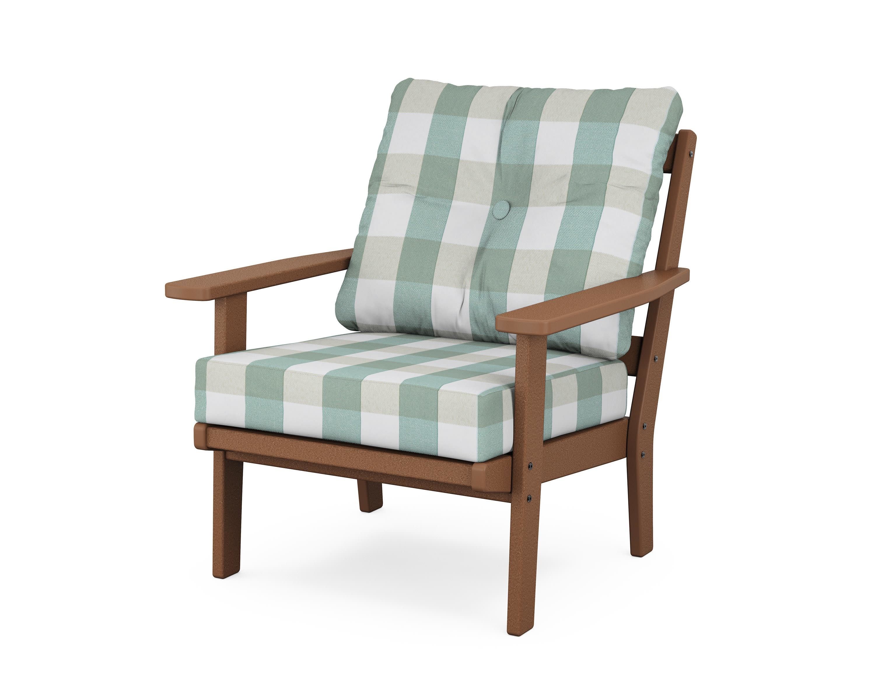 Prairie Deep Seating Chair in Teak / Buffalo Plaid Glacier Spa