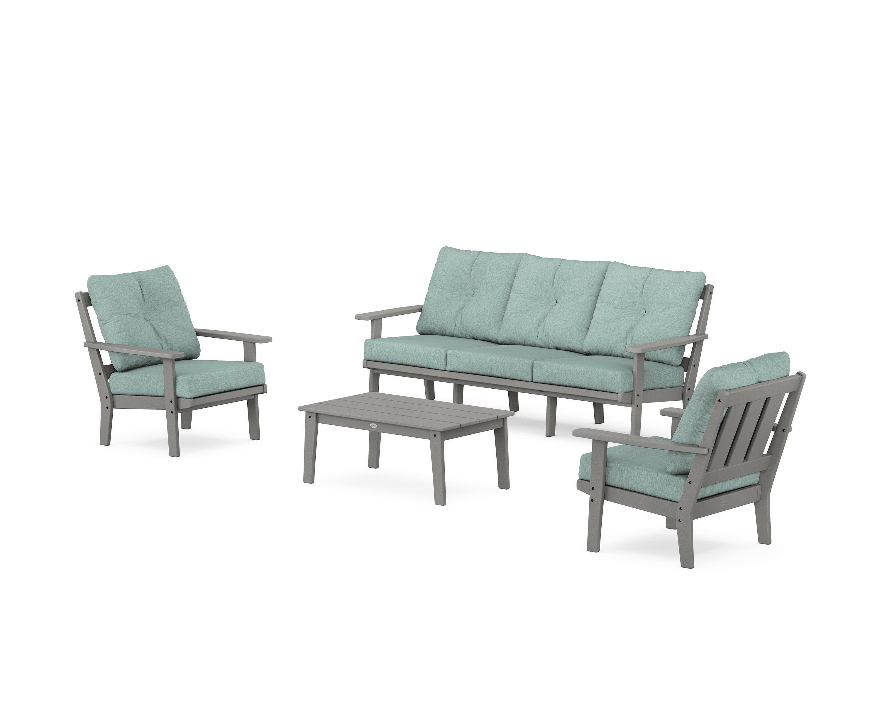 Oxford 4-Piece Deep Seating Set with Sofa in Slate Grey / Glacier Spa