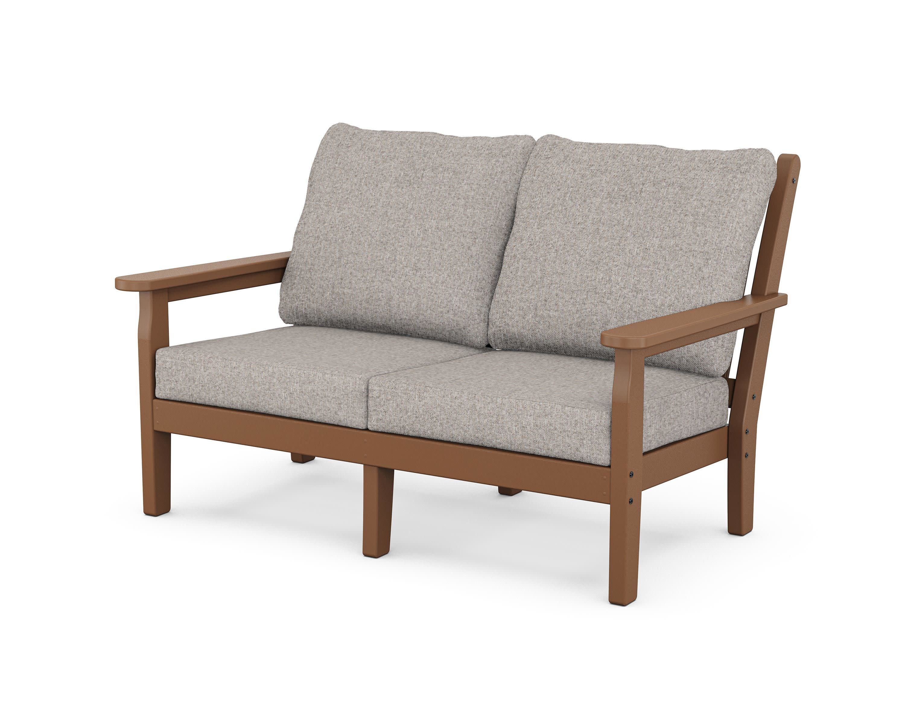 Chippendale Deep Seating Loveseat in Teak / Weathered Tweed