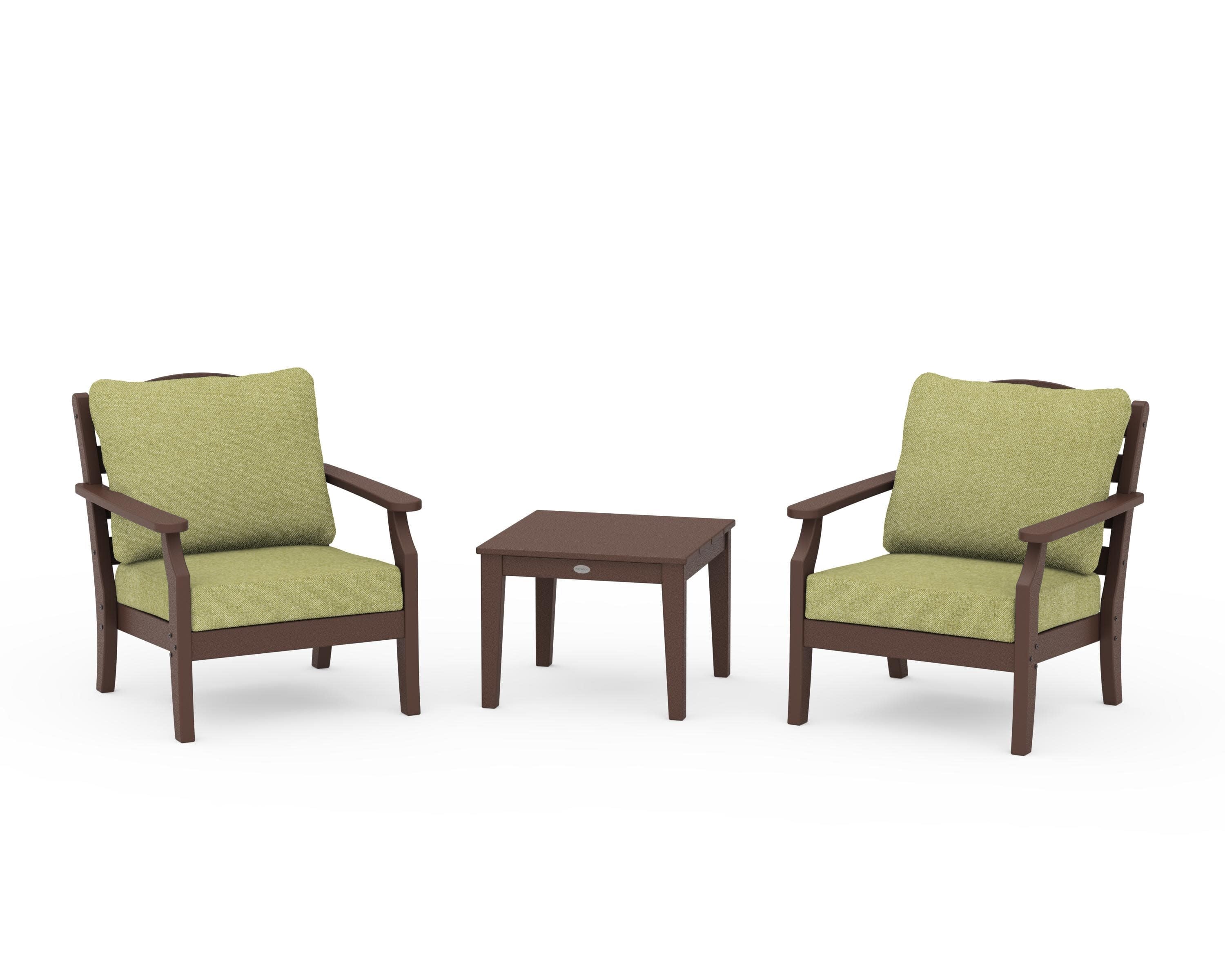 Savannah 3-Piece Deep Seating Set in Mahogany / Chartreuse Boucle