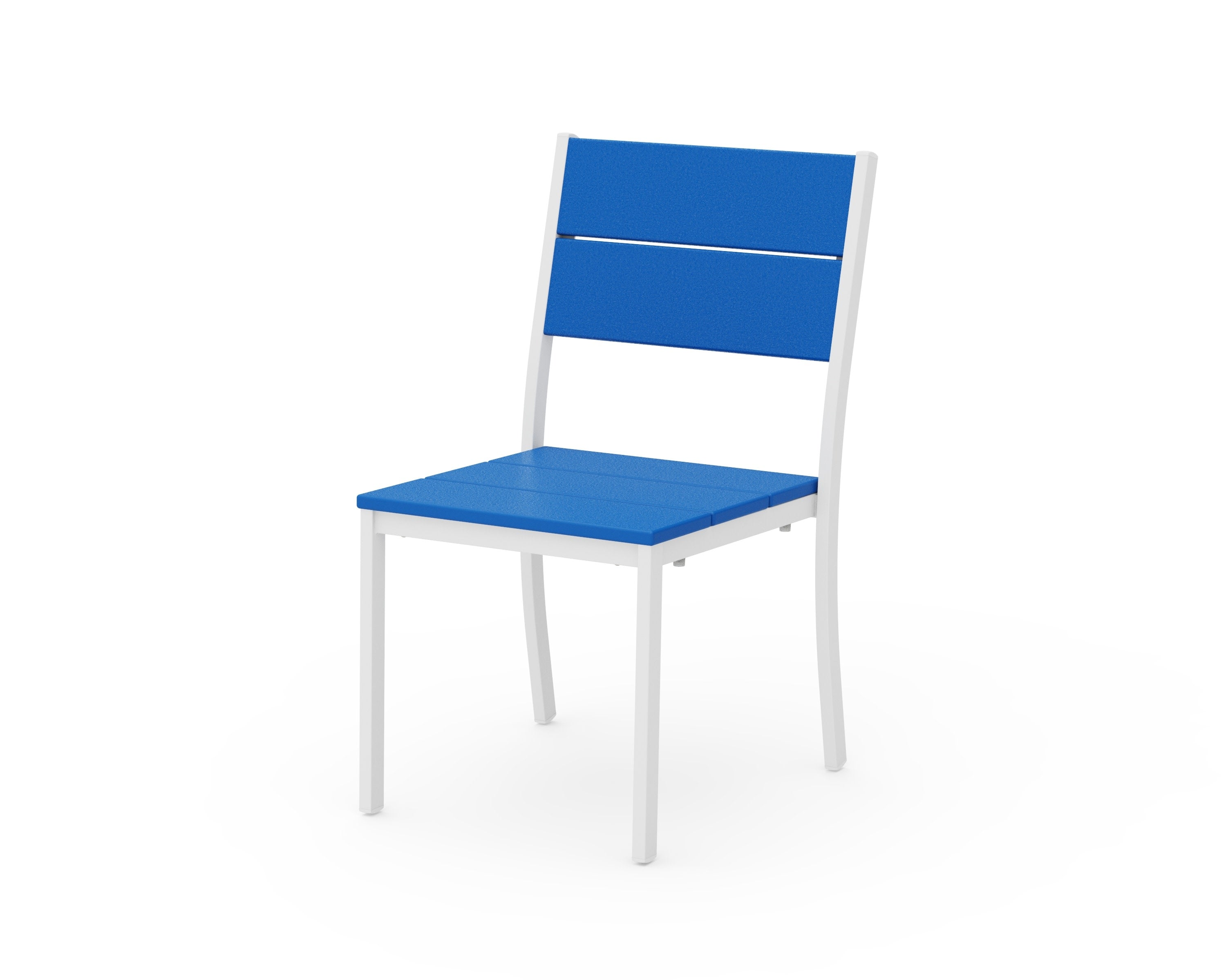 Main Street Stacking Dining Side Chair in White / Pacific Blue