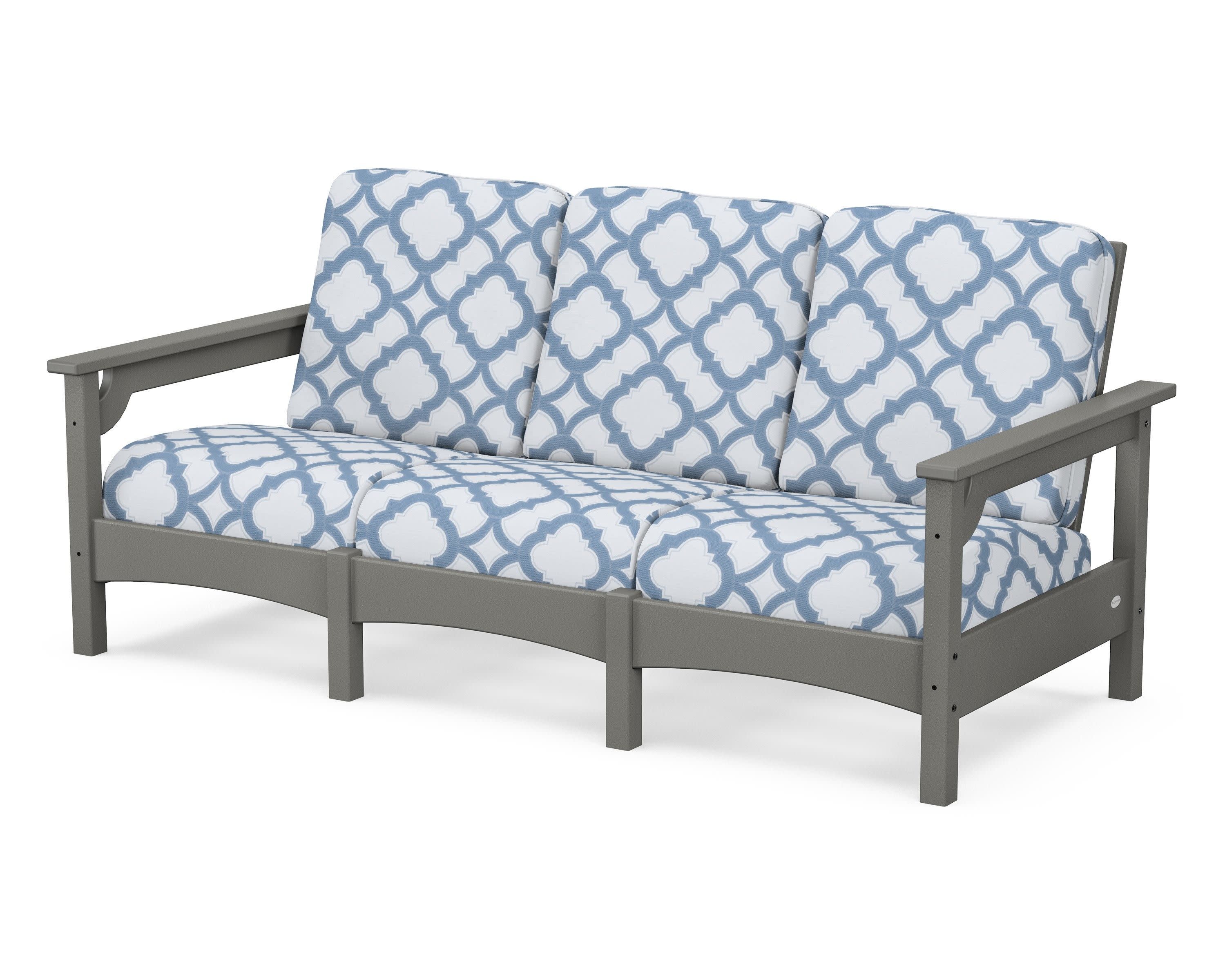 Club Sofa in Slate Grey / Trellis Sky Blue