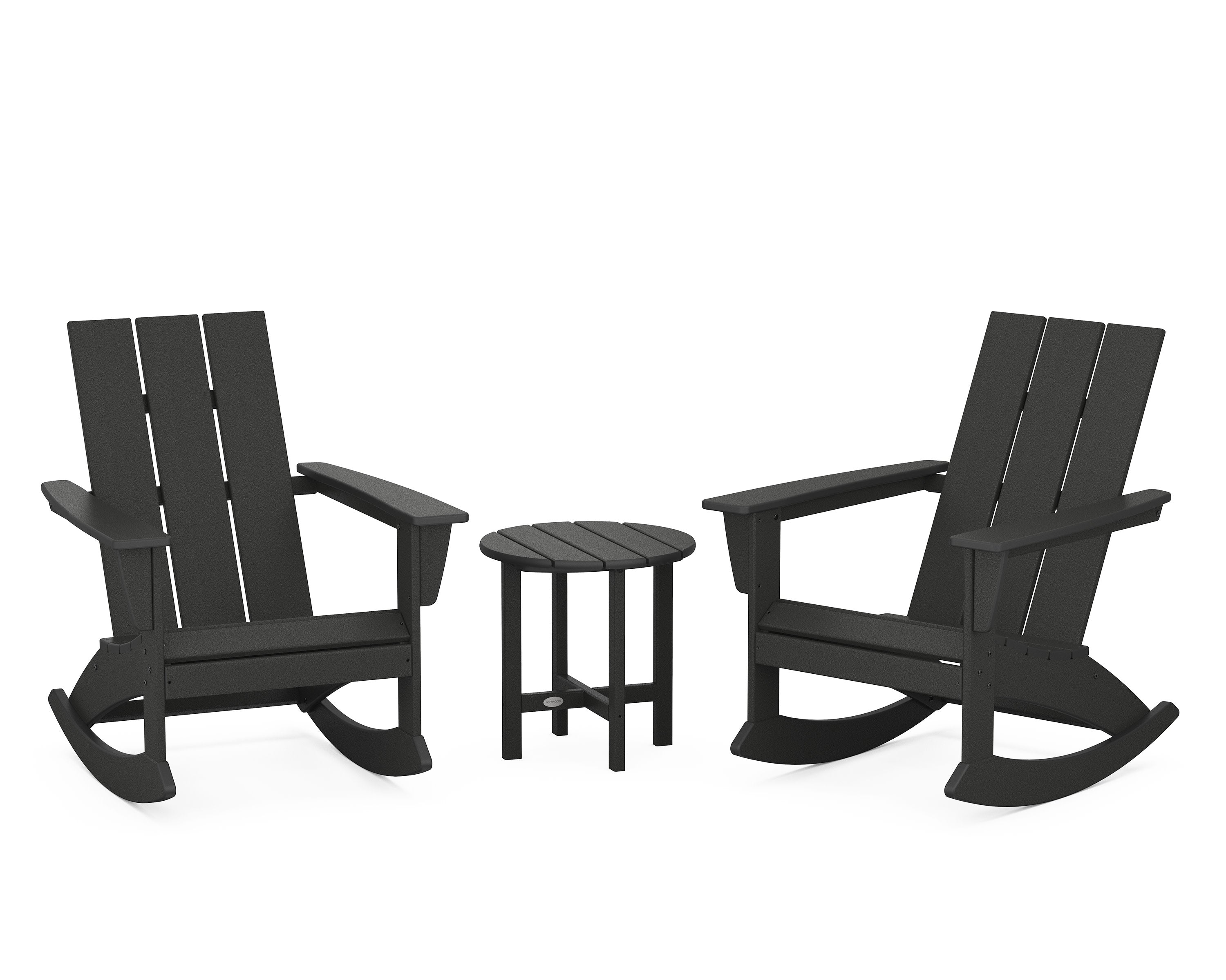 Modern 3-Piece Adirondack Rocking Chair Set in Black