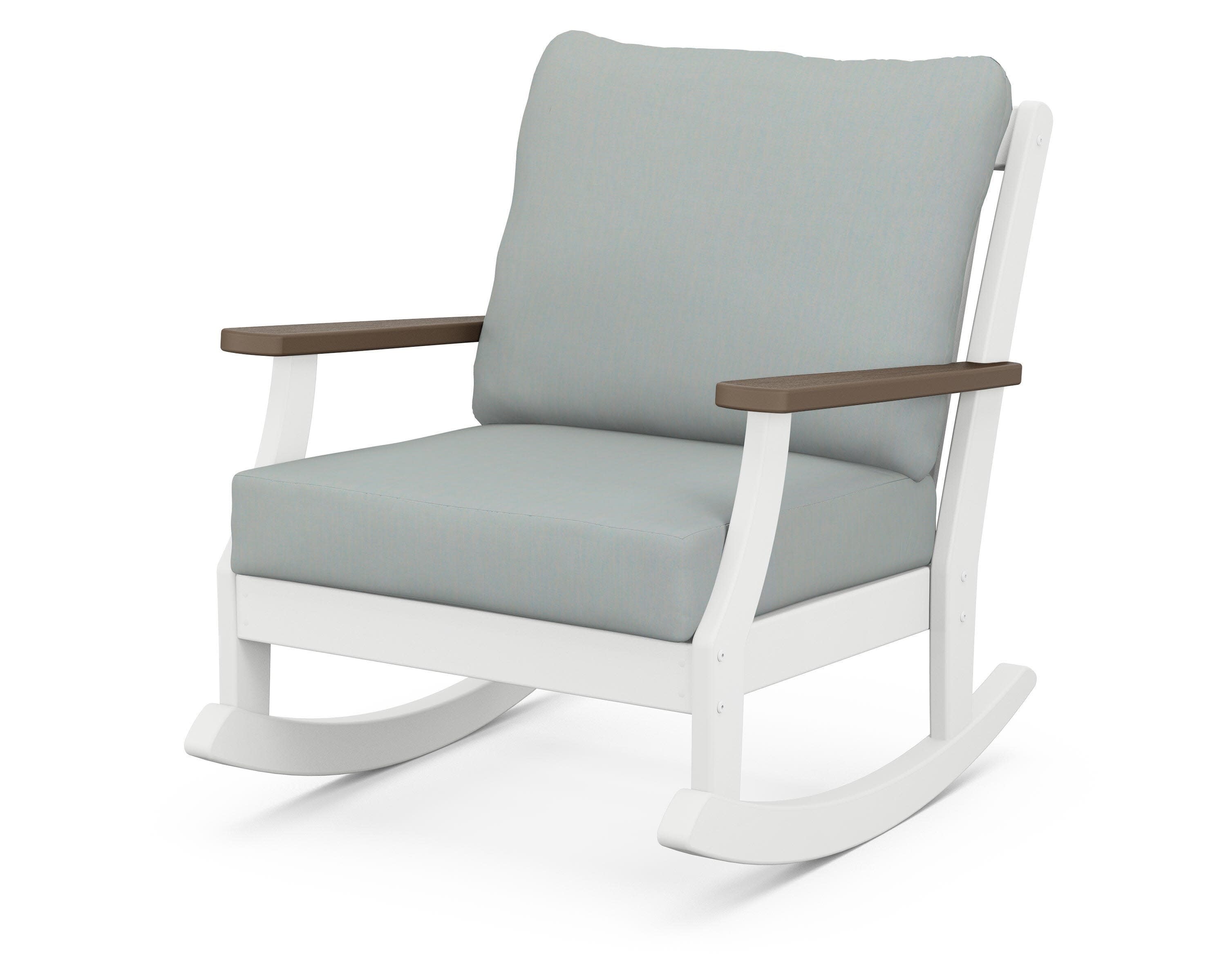 Braxton Deep Seating Rocking Chair in White / Kona / Spa