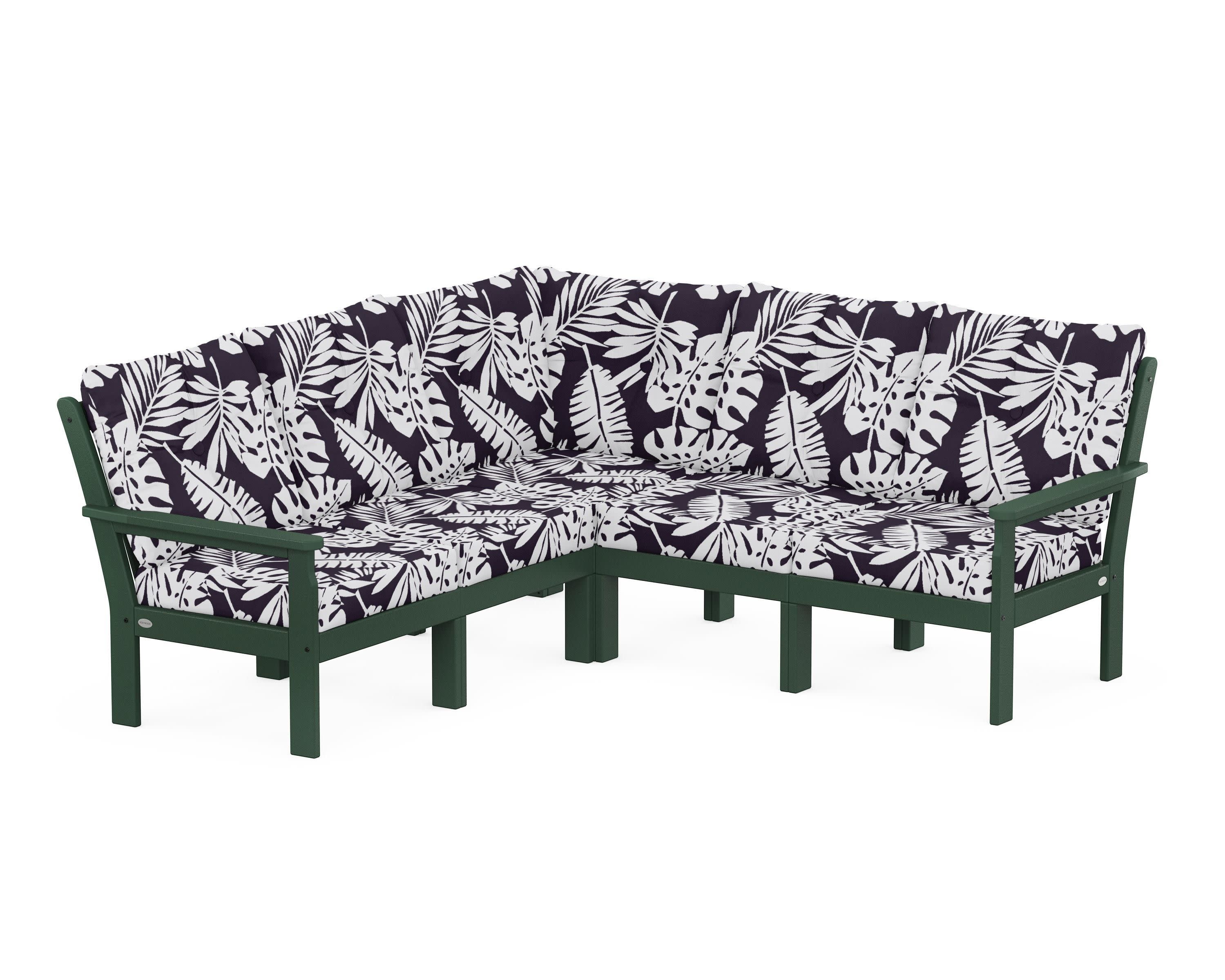 Vineyard 5-Piece Sectional in Green / Leaf Navy